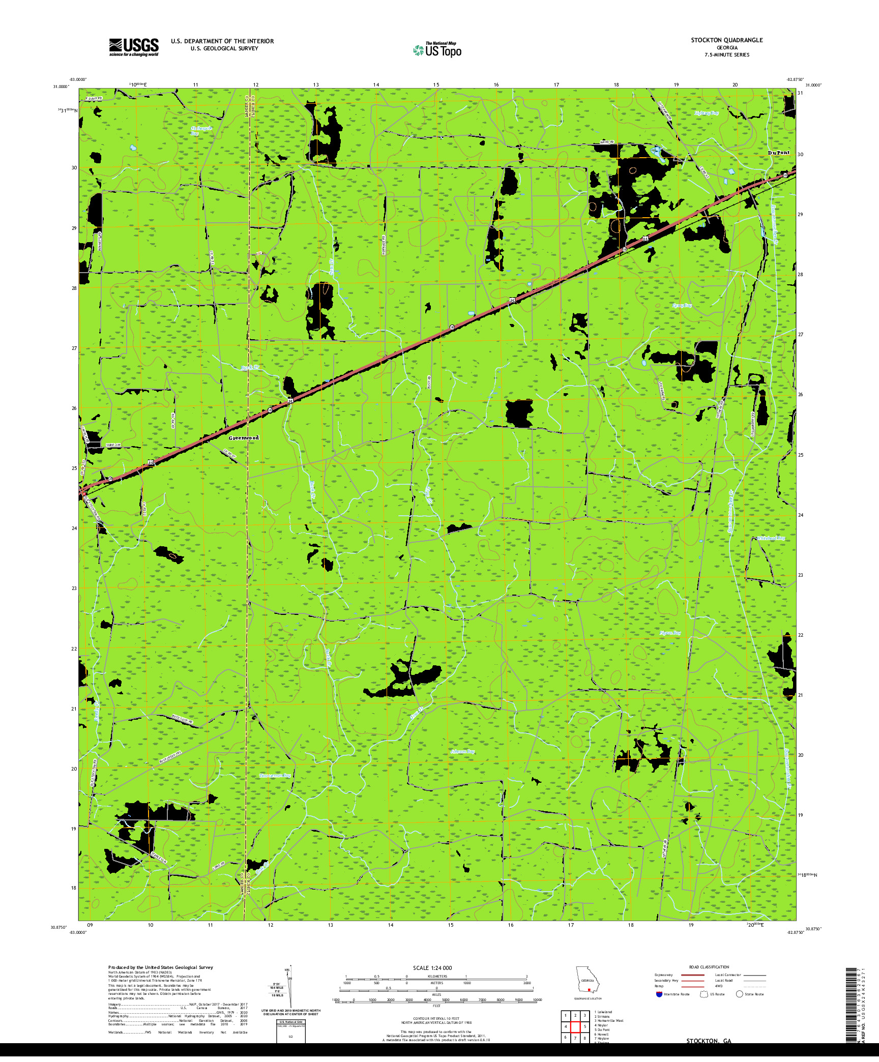 USGS US TOPO 7.5-MINUTE MAP FOR STOCKTON, GA 2020