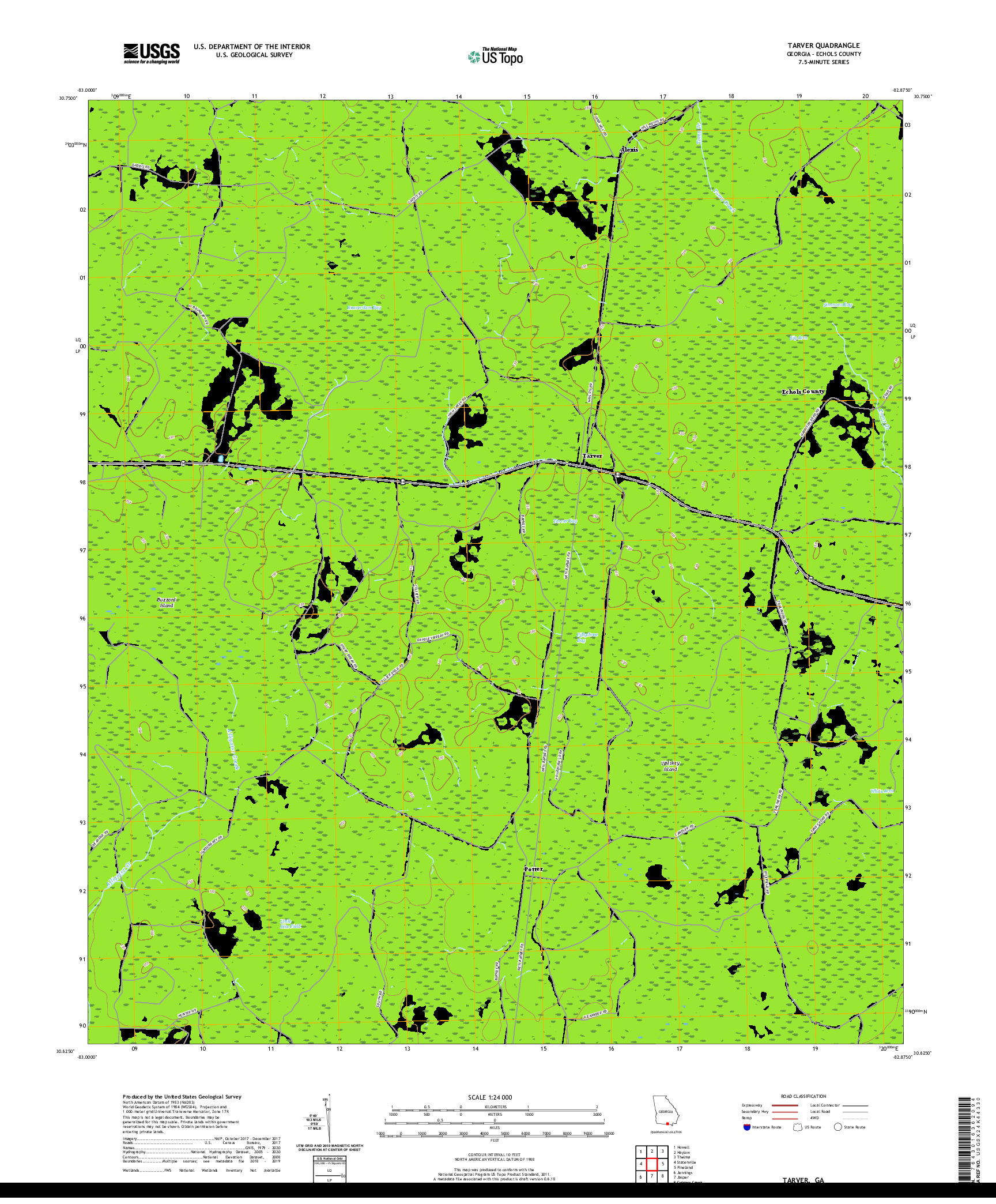 USGS US TOPO 7.5-MINUTE MAP FOR TARVER, GA 2020
