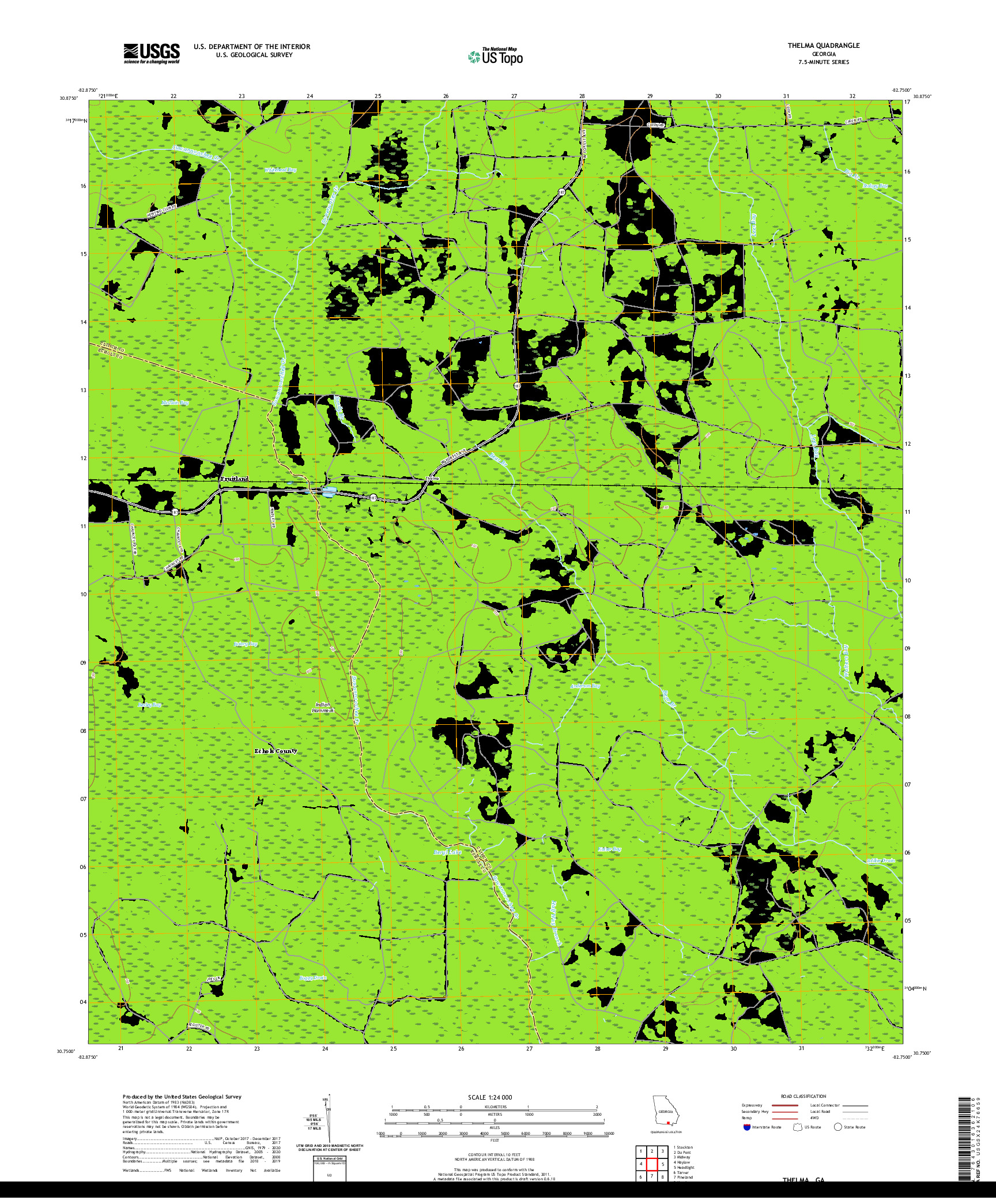 USGS US TOPO 7.5-MINUTE MAP FOR THELMA, GA 2020