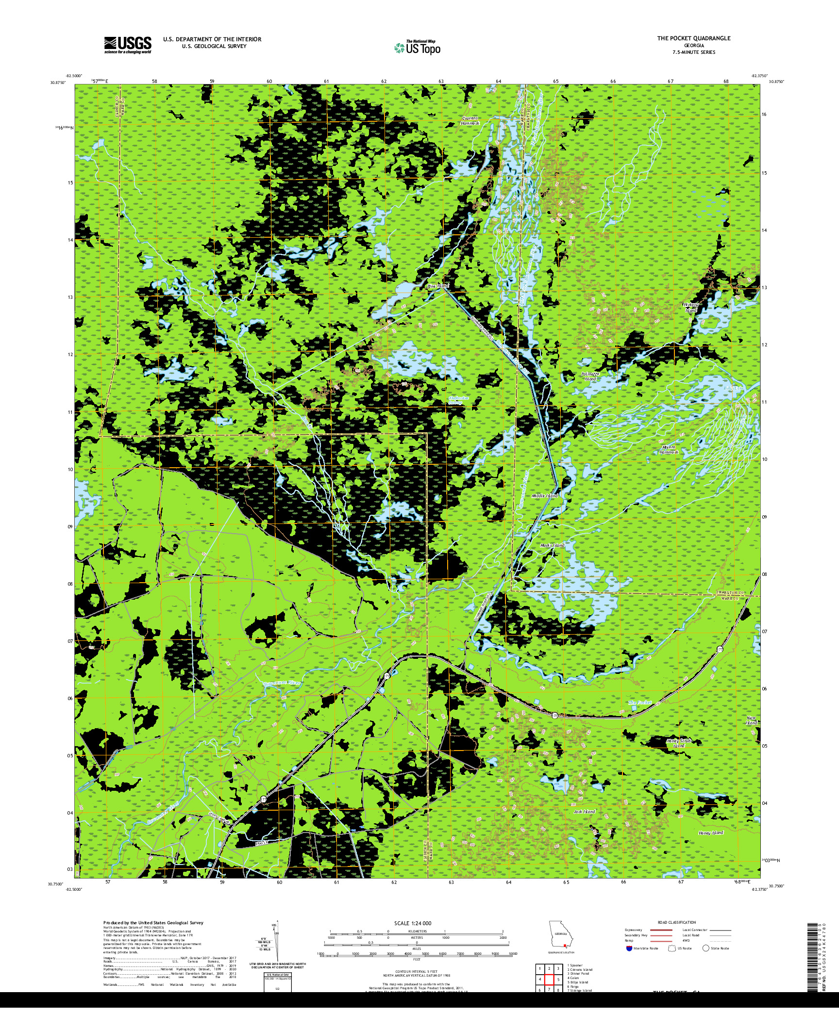 USGS US TOPO 7.5-MINUTE MAP FOR THE POCKET, GA 2020