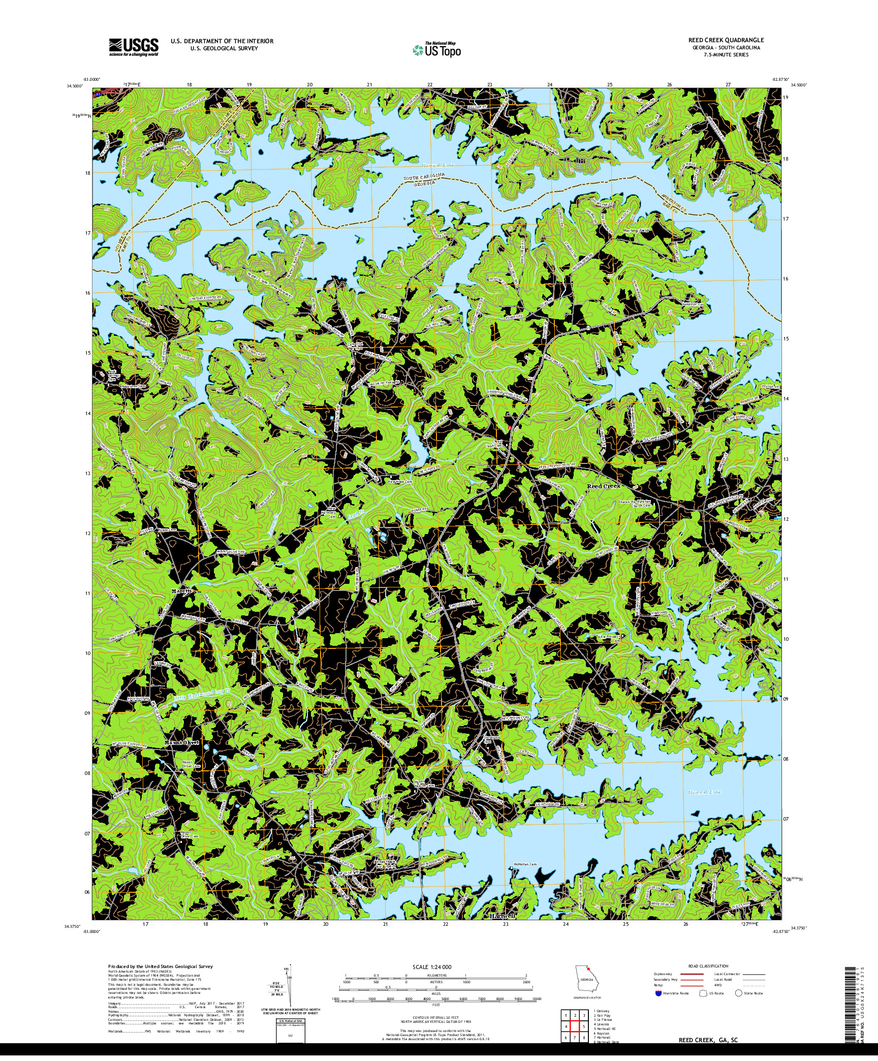 USGS US TOPO 7.5-MINUTE MAP FOR REED CREEK, GA,SC 2020