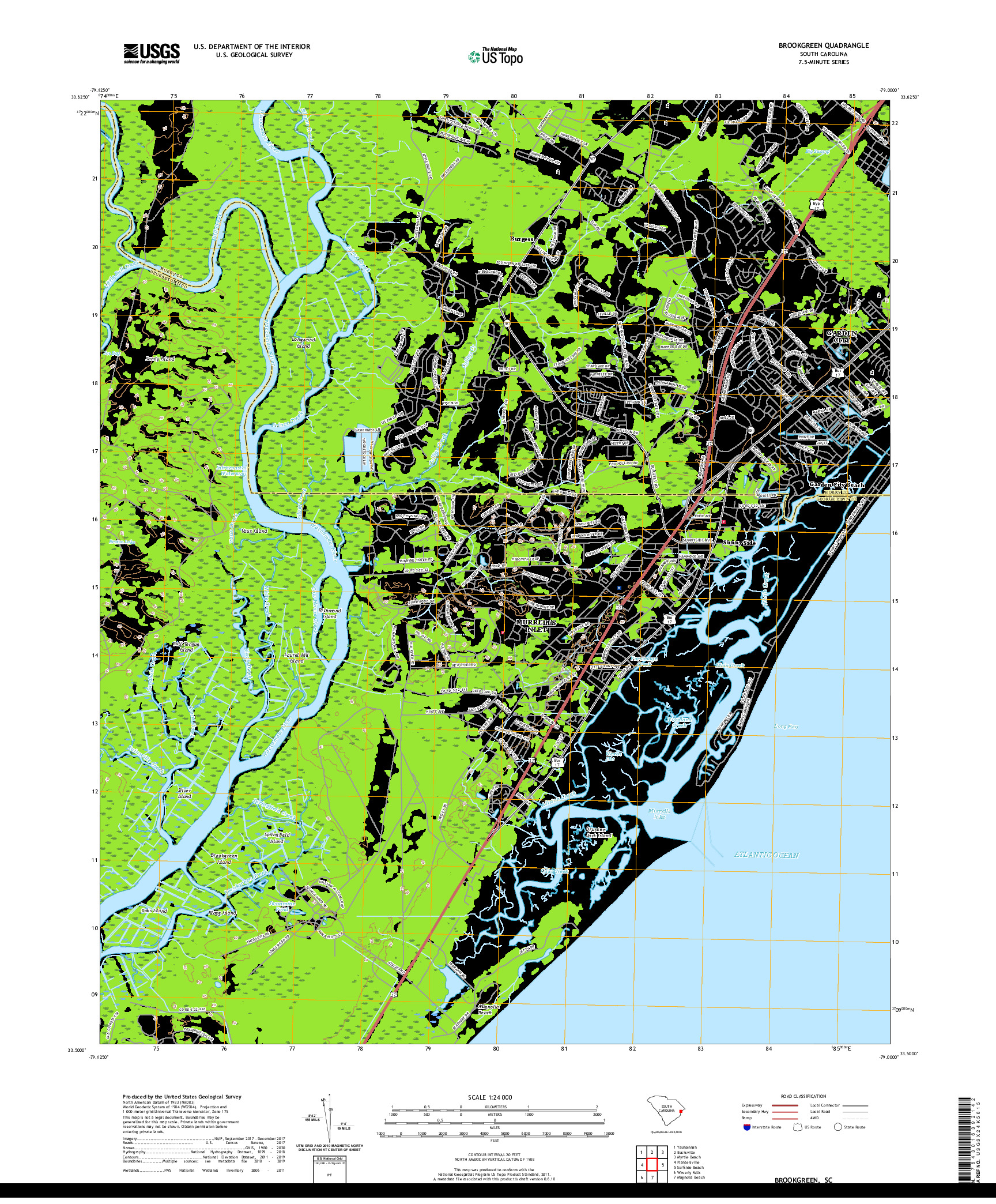 USGS US TOPO 7.5-MINUTE MAP FOR BROOKGREEN, SC 2020
