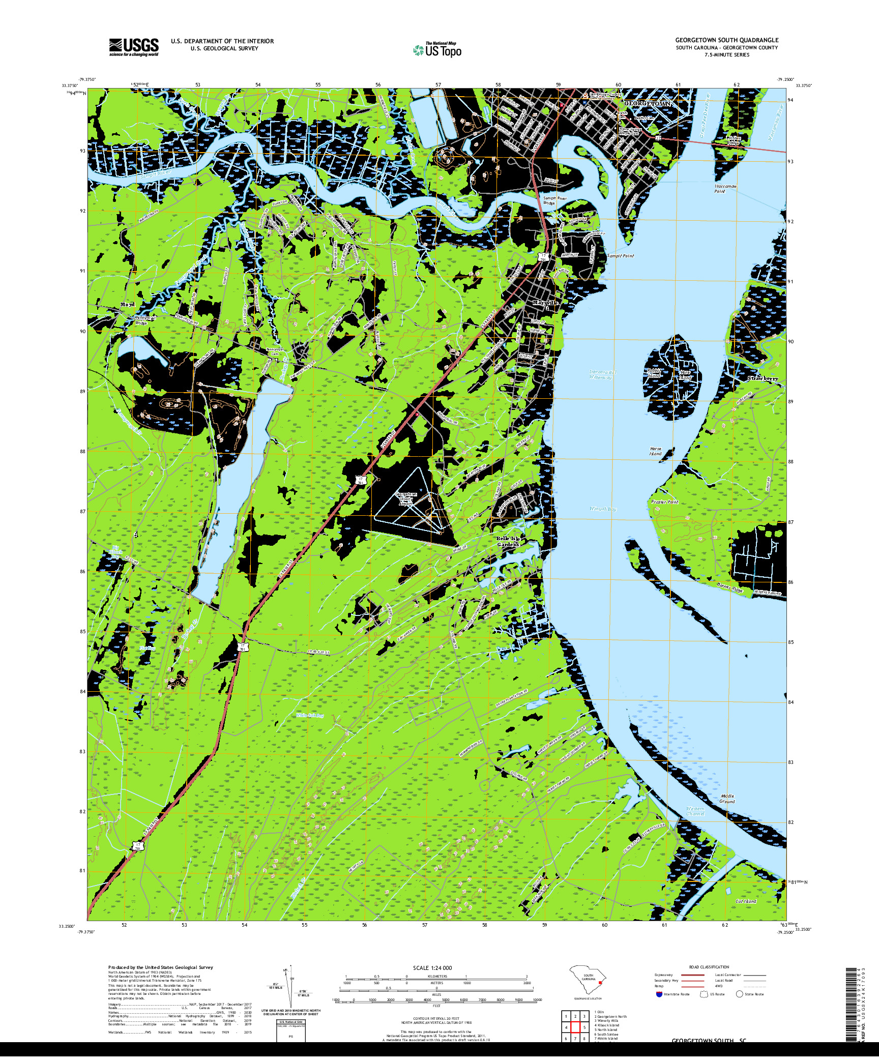 USGS US TOPO 7.5-MINUTE MAP FOR GEORGETOWN SOUTH, SC 2020
