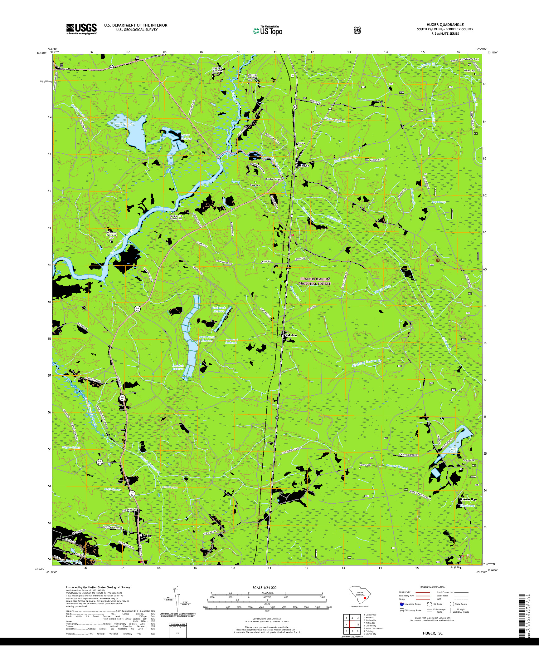 USGS US TOPO 7.5-MINUTE MAP FOR HUGER, SC 2020