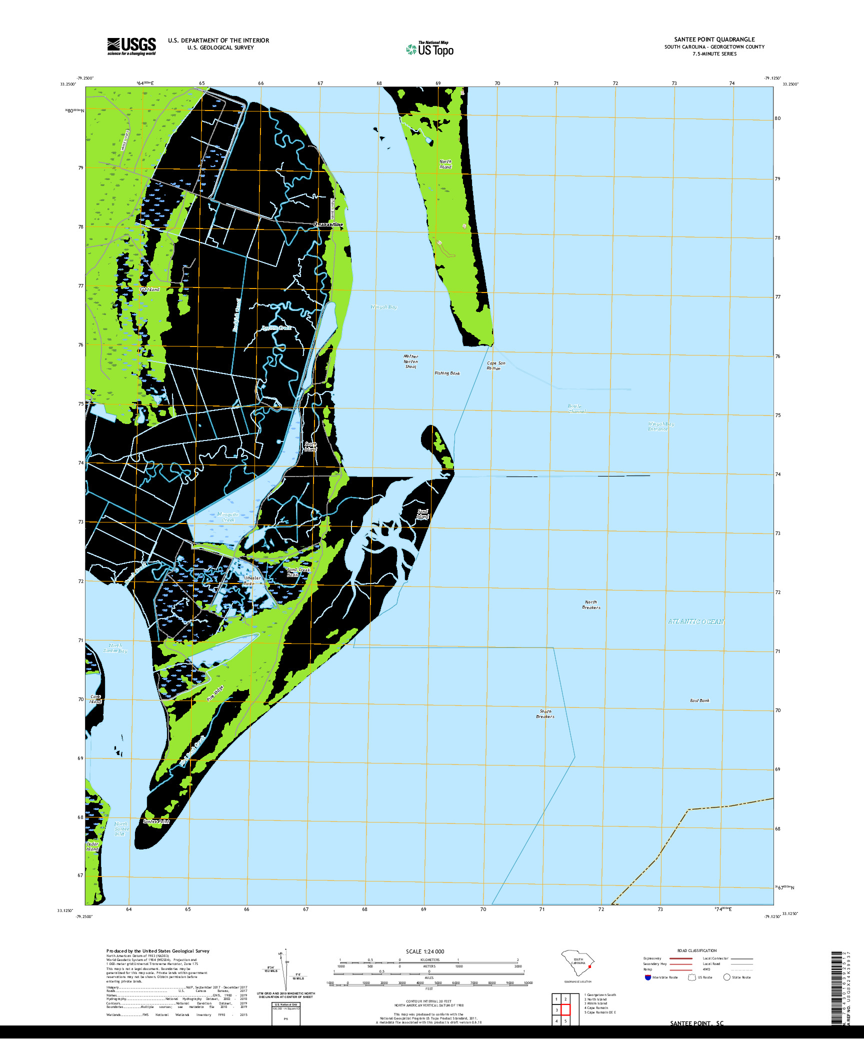 USGS US TOPO 7.5-MINUTE MAP FOR SANTEE POINT, SC 2020