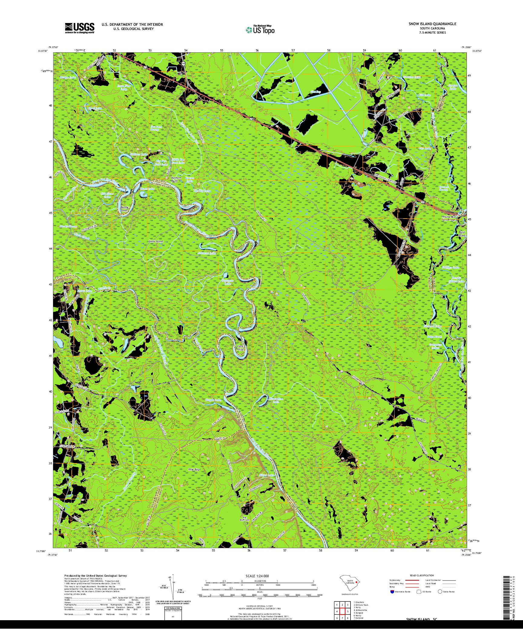 USGS US TOPO 7.5-MINUTE MAP FOR SNOW ISLAND, SC 2020