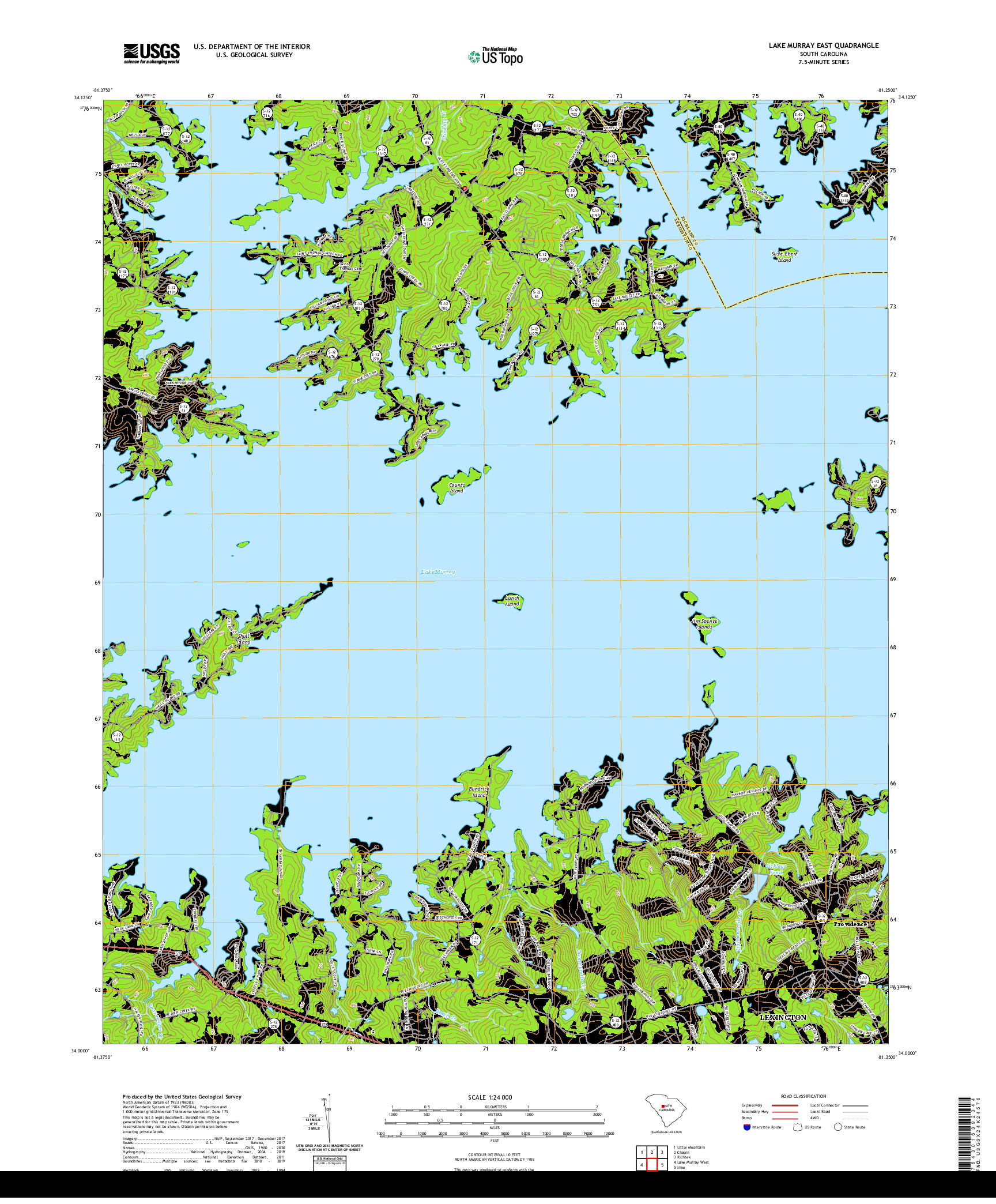 USGS US TOPO 7.5-MINUTE MAP FOR LAKE MURRAY EAST, SC 2020