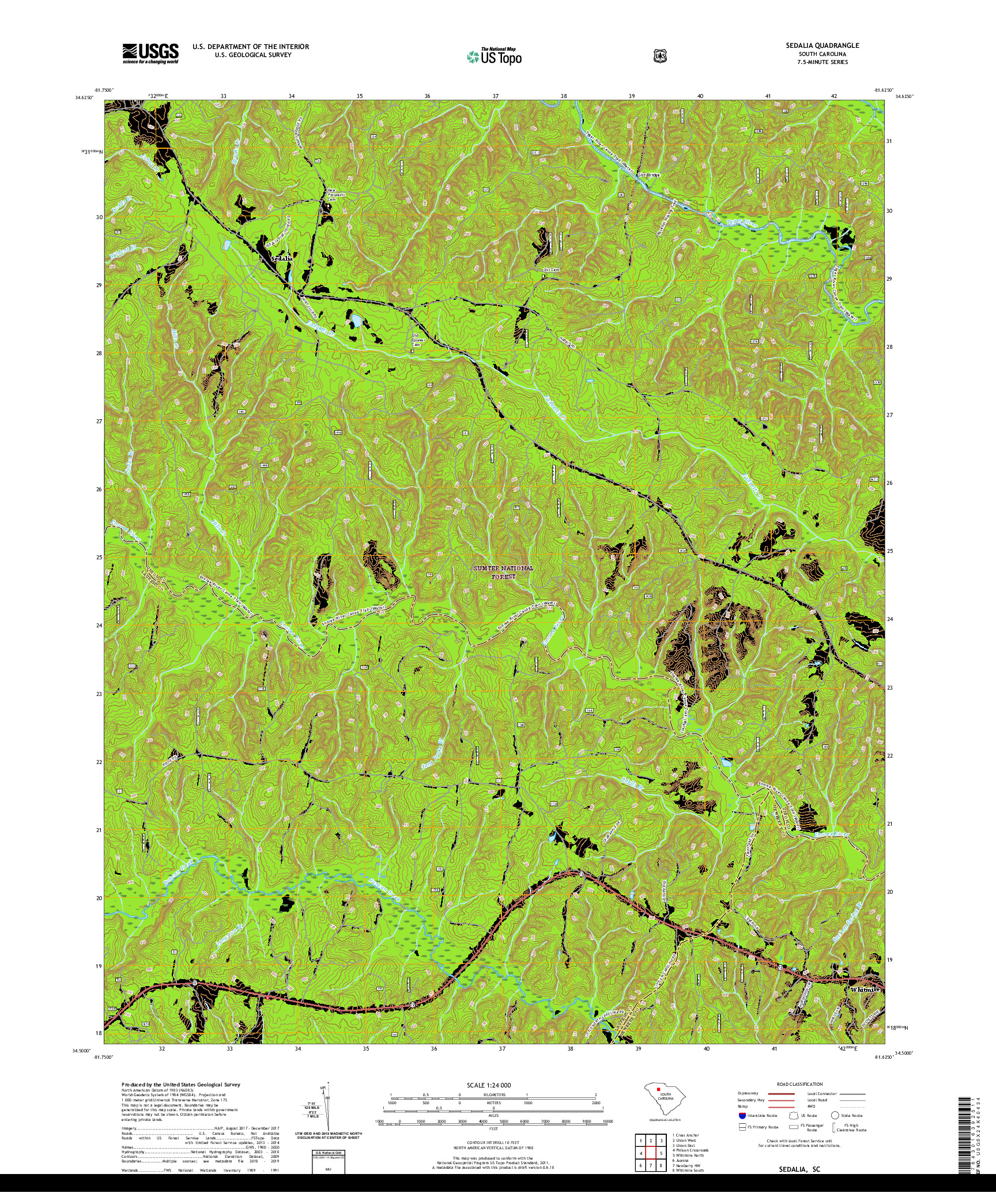 USGS US TOPO 7.5-MINUTE MAP FOR SEDALIA, SC 2020