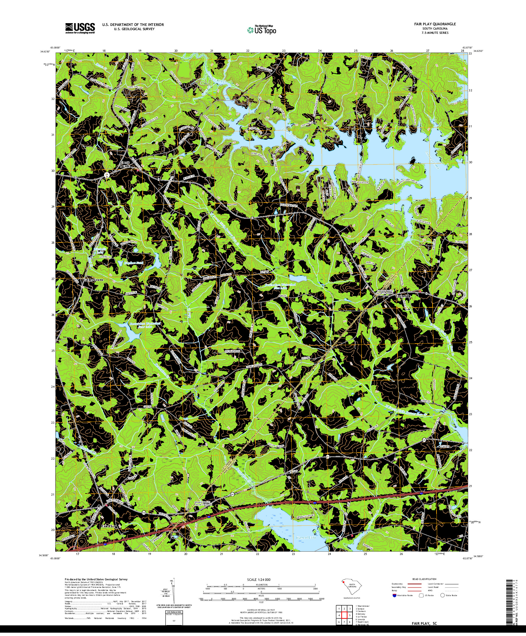 USGS US TOPO 7.5-MINUTE MAP FOR FAIR PLAY, SC 2020