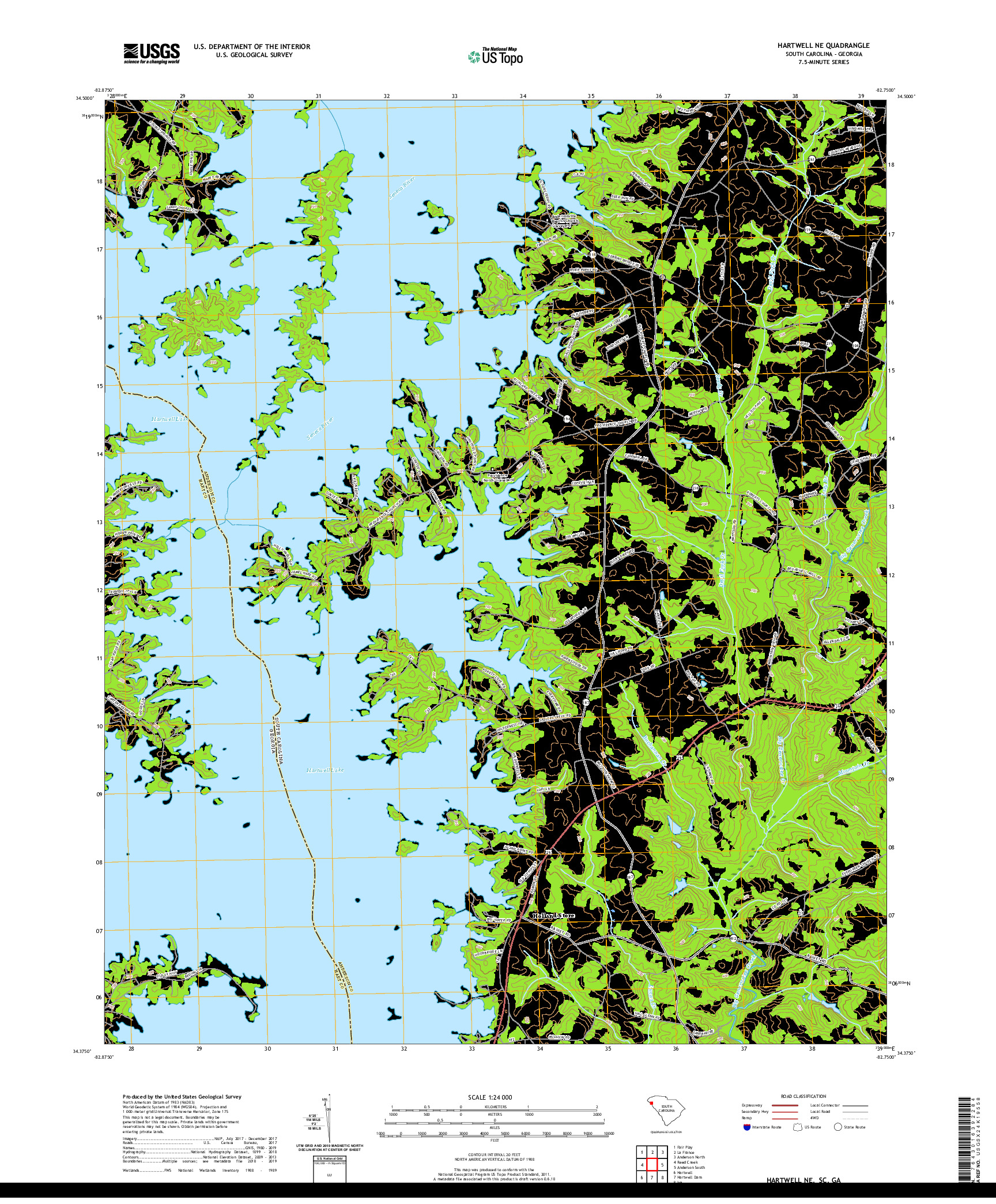 USGS US TOPO 7.5-MINUTE MAP FOR HARTWELL NE, SC,GA 2020