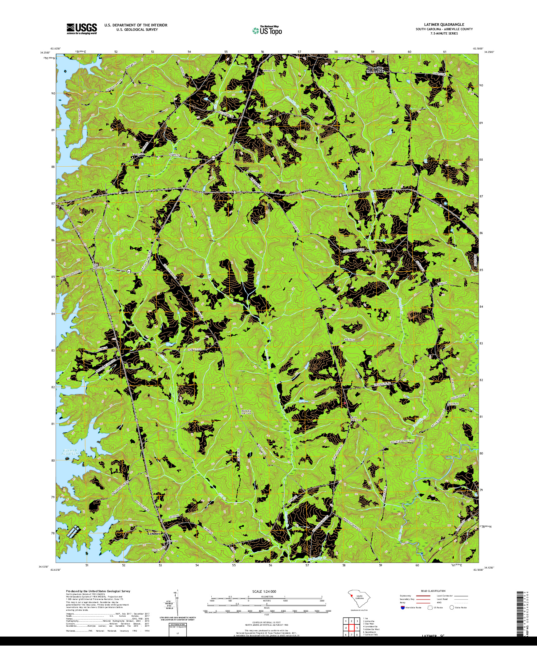 USGS US TOPO 7.5-MINUTE MAP FOR LATIMER, SC 2020