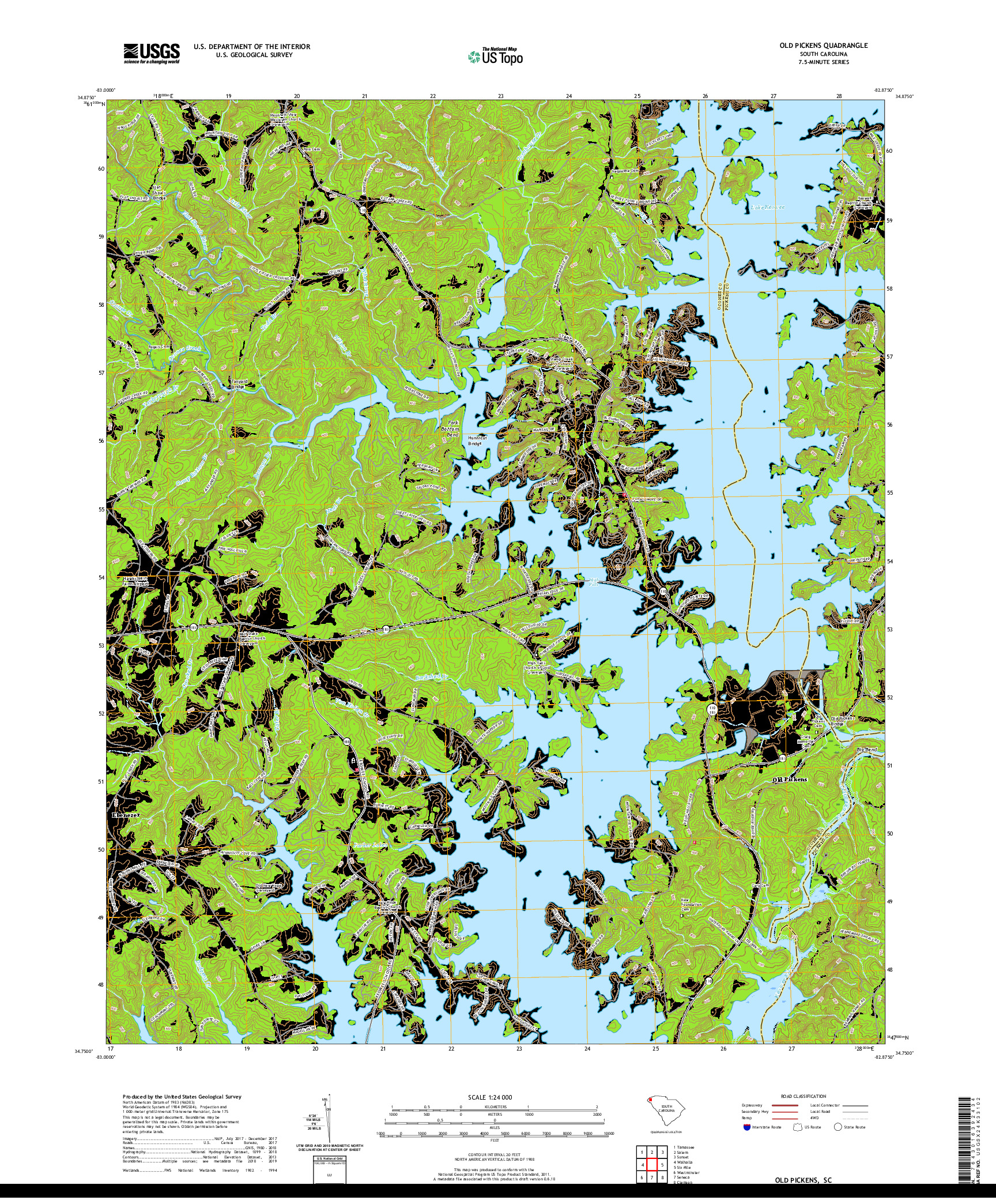 USGS US TOPO 7.5-MINUTE MAP FOR OLD PICKENS, SC 2020
