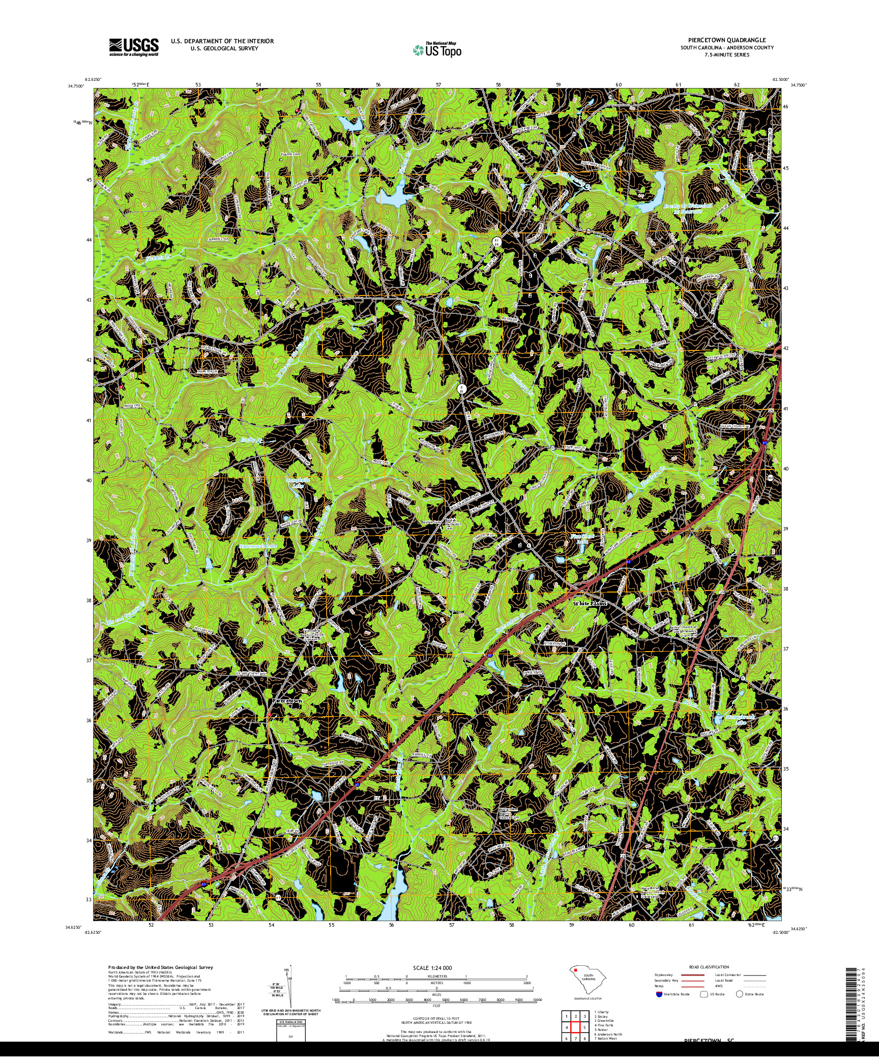 USGS US TOPO 7.5-MINUTE MAP FOR PIERCETOWN, SC 2020