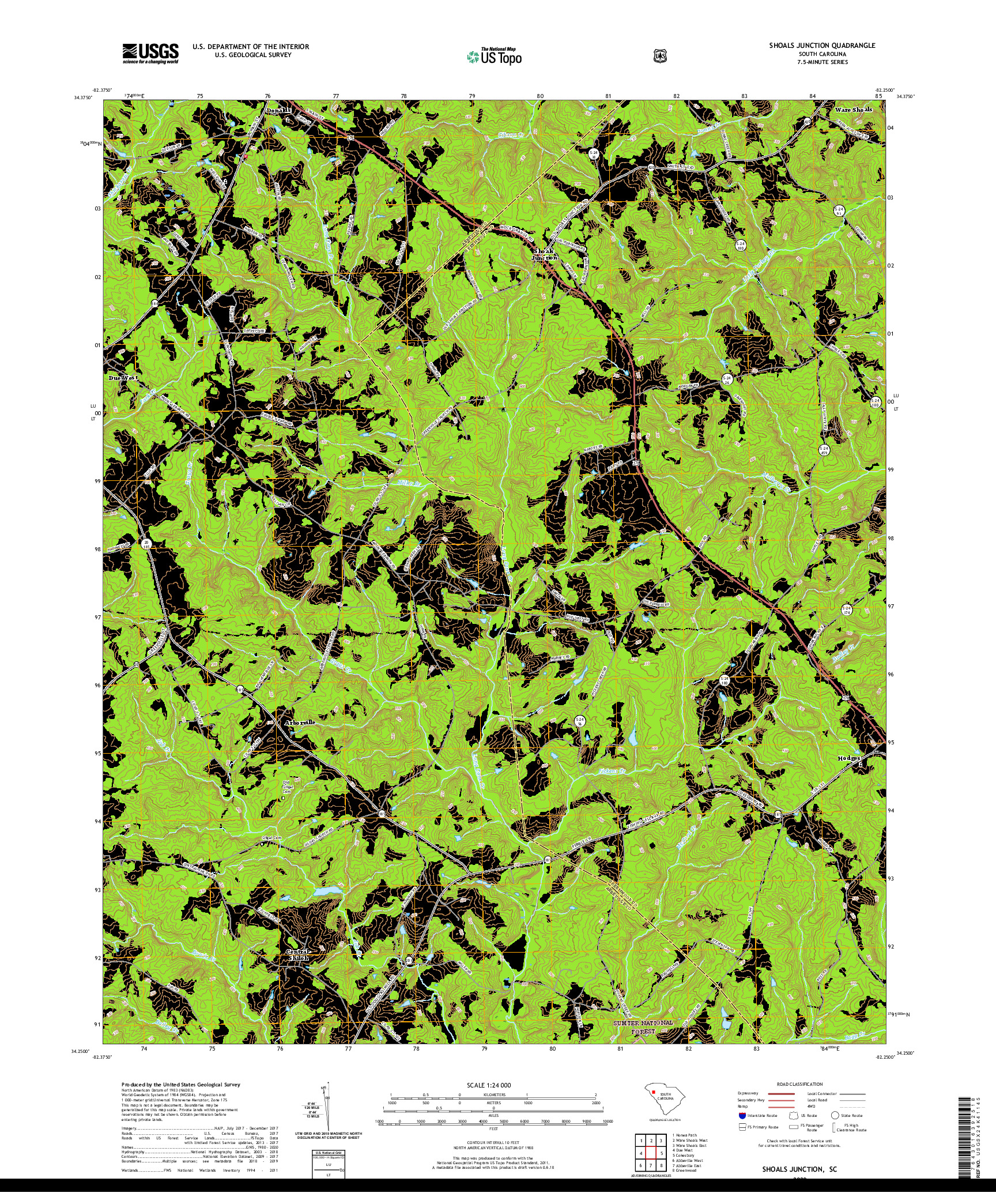 USGS US TOPO 7.5-MINUTE MAP FOR SHOALS JUNCTION, SC 2020