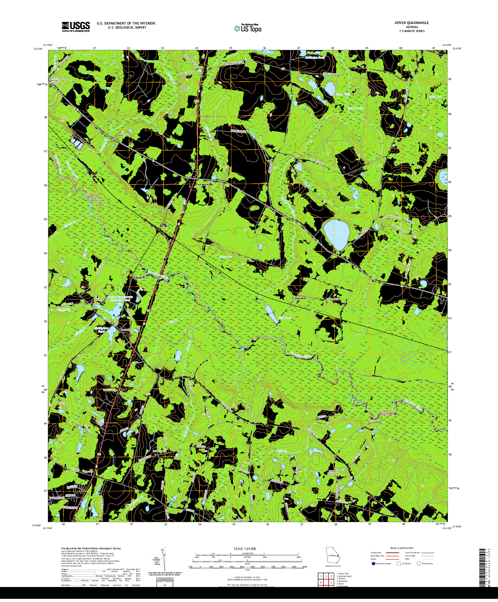 USGS US TOPO 7.5-MINUTE MAP FOR DOVER, GA 2020