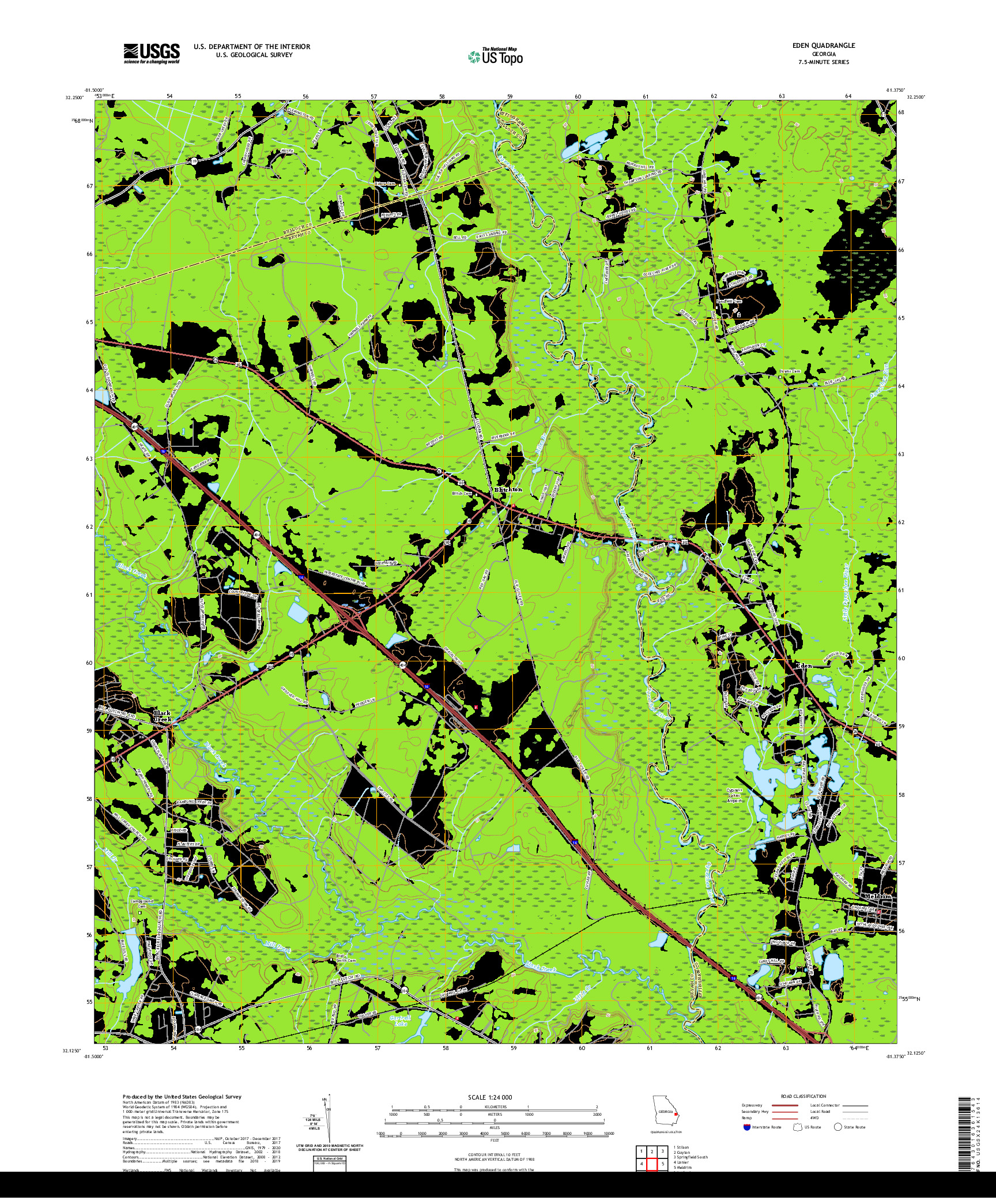 USGS US TOPO 7.5-MINUTE MAP FOR EDEN, GA 2020