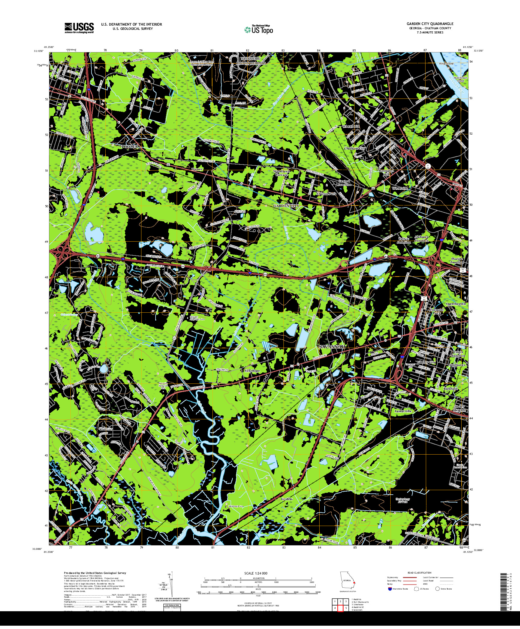 USGS US TOPO 7.5-MINUTE MAP FOR GARDEN CITY, GA 2020
