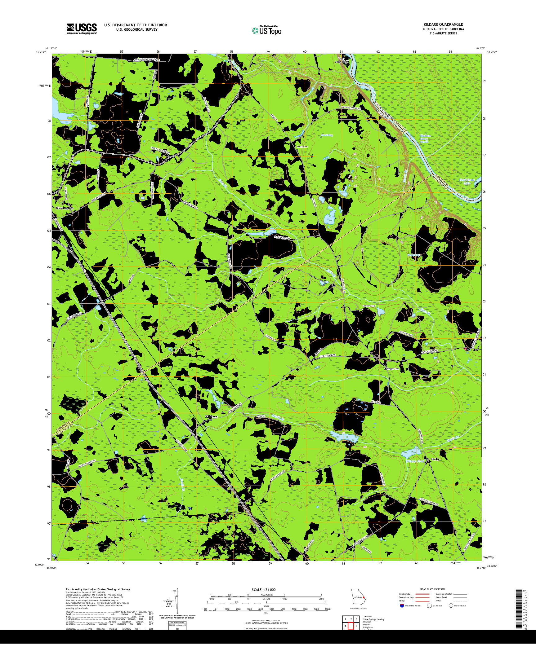 USGS US TOPO 7.5-MINUTE MAP FOR KILDARE, GA,SC 2020