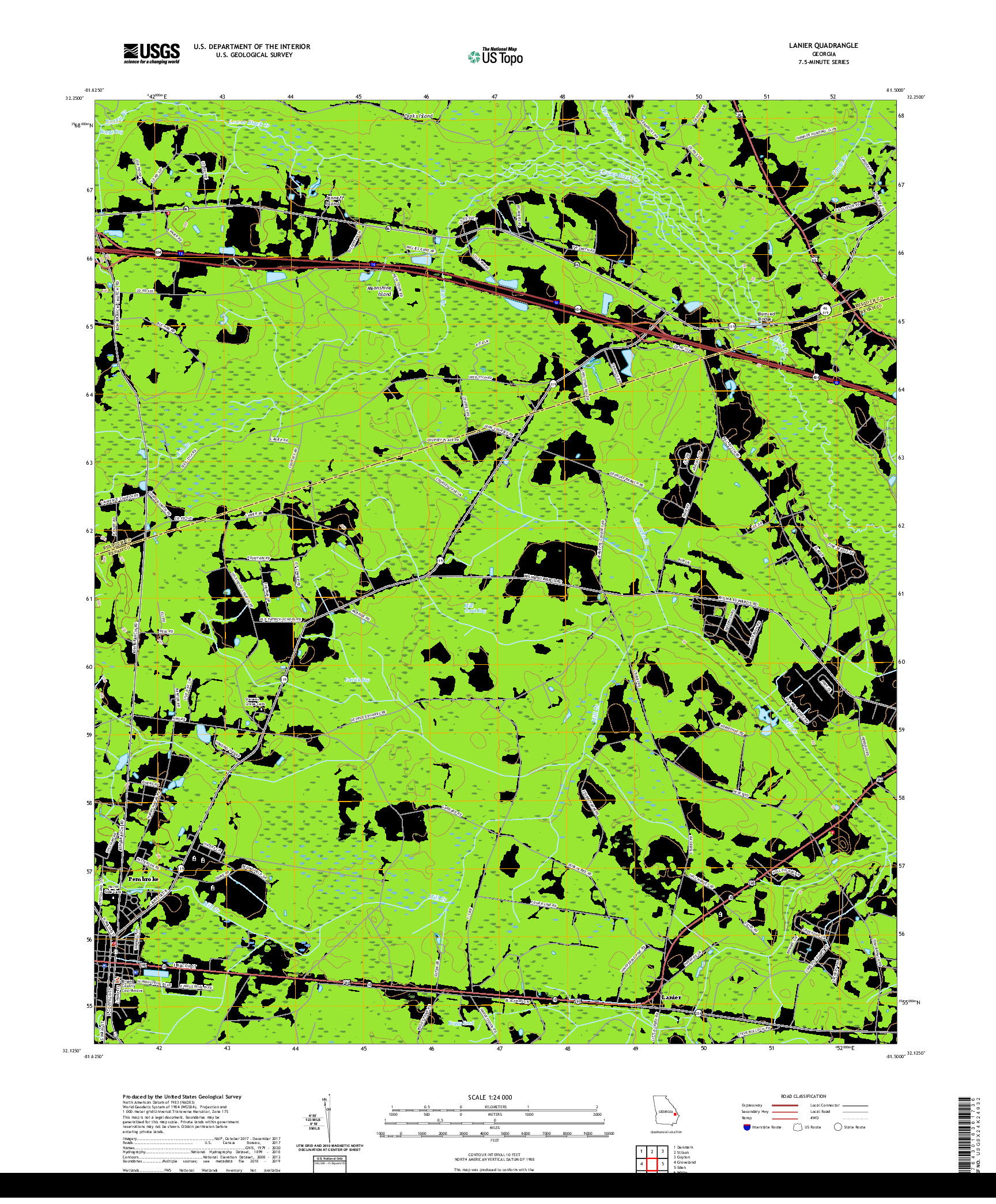 USGS US TOPO 7.5-MINUTE MAP FOR LANIER, GA 2020