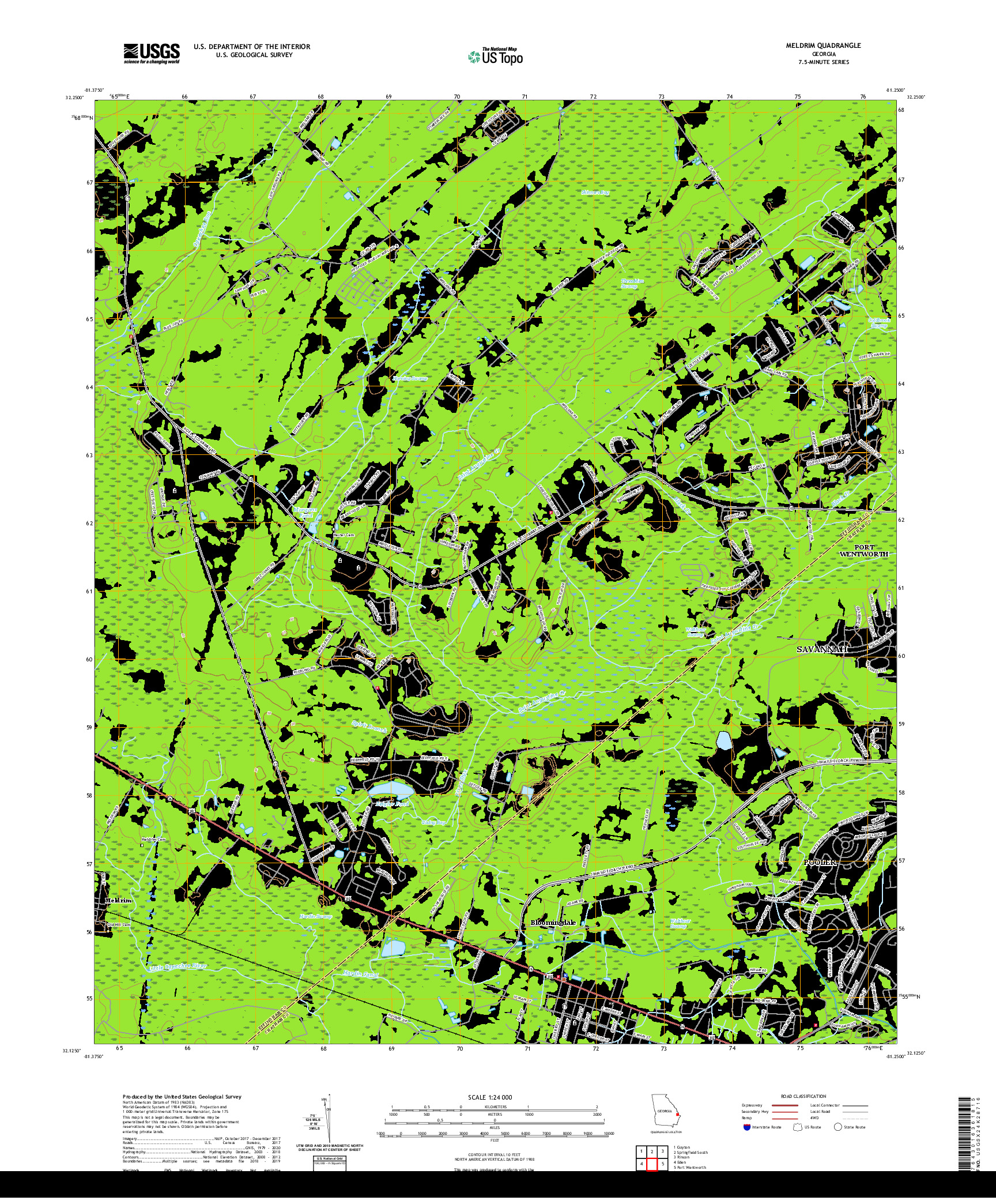 USGS US TOPO 7.5-MINUTE MAP FOR MELDRIM, GA 2020