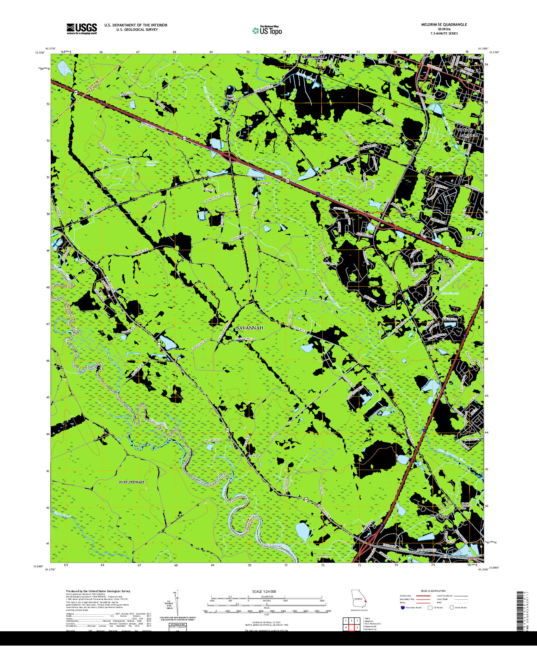 USGS US TOPO 7.5-MINUTE MAP FOR MELDRIM SE, GA 2020