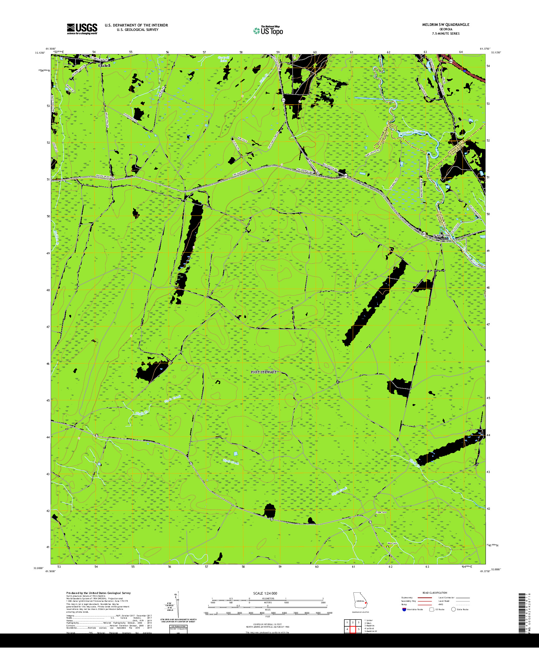 USGS US TOPO 7.5-MINUTE MAP FOR MELDRIM SW, GA 2020