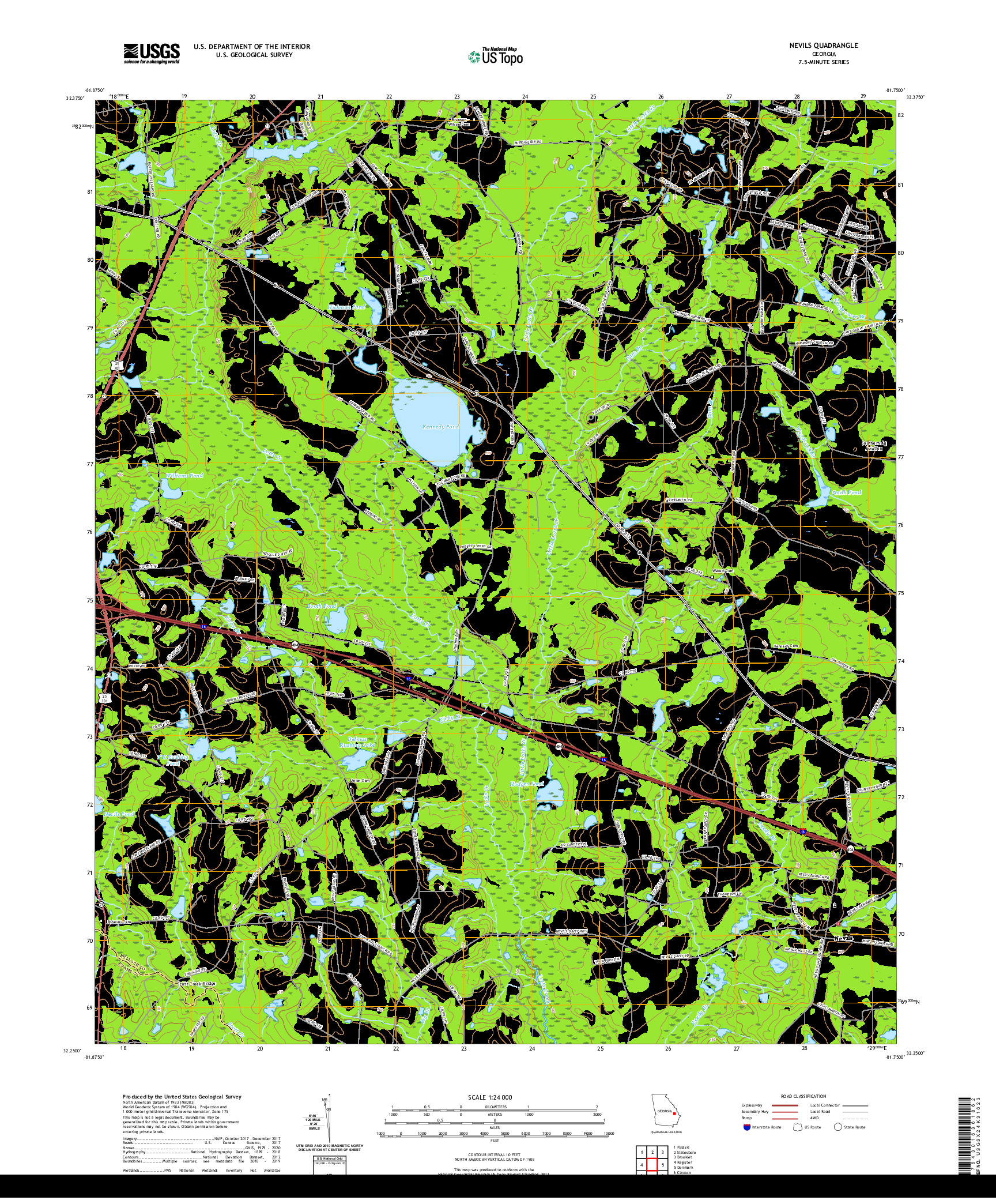 USGS US TOPO 7.5-MINUTE MAP FOR NEVILS, GA 2020