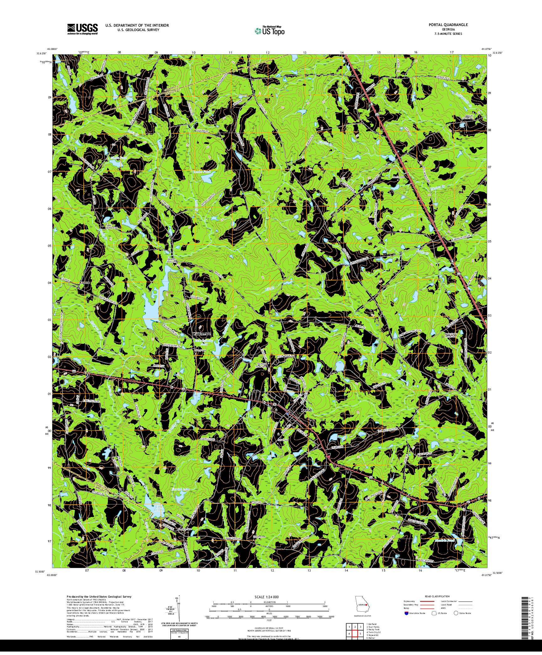 USGS US TOPO 7.5-MINUTE MAP FOR PORTAL, GA 2020