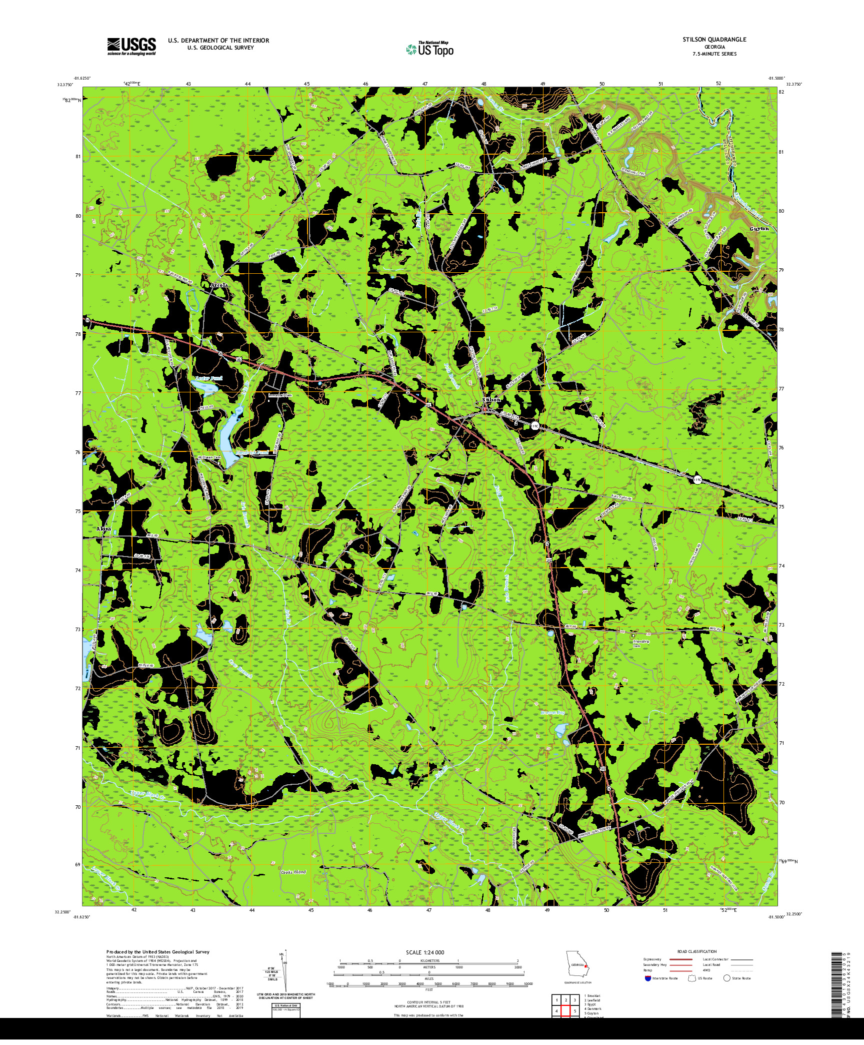 USGS US TOPO 7.5-MINUTE MAP FOR STILSON, GA 2020