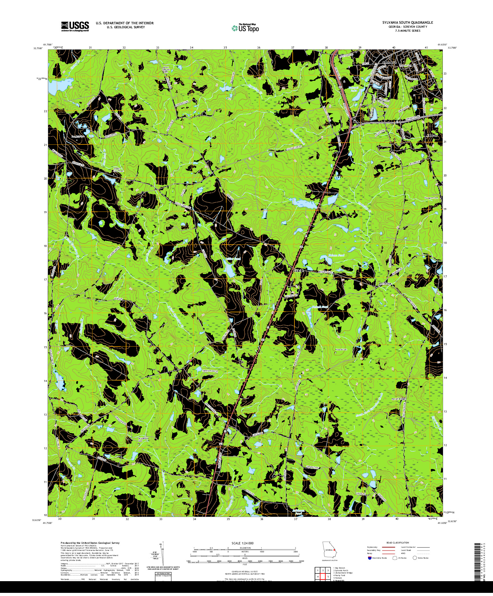 USGS US TOPO 7.5-MINUTE MAP FOR SYLVANIA SOUTH, GA 2020