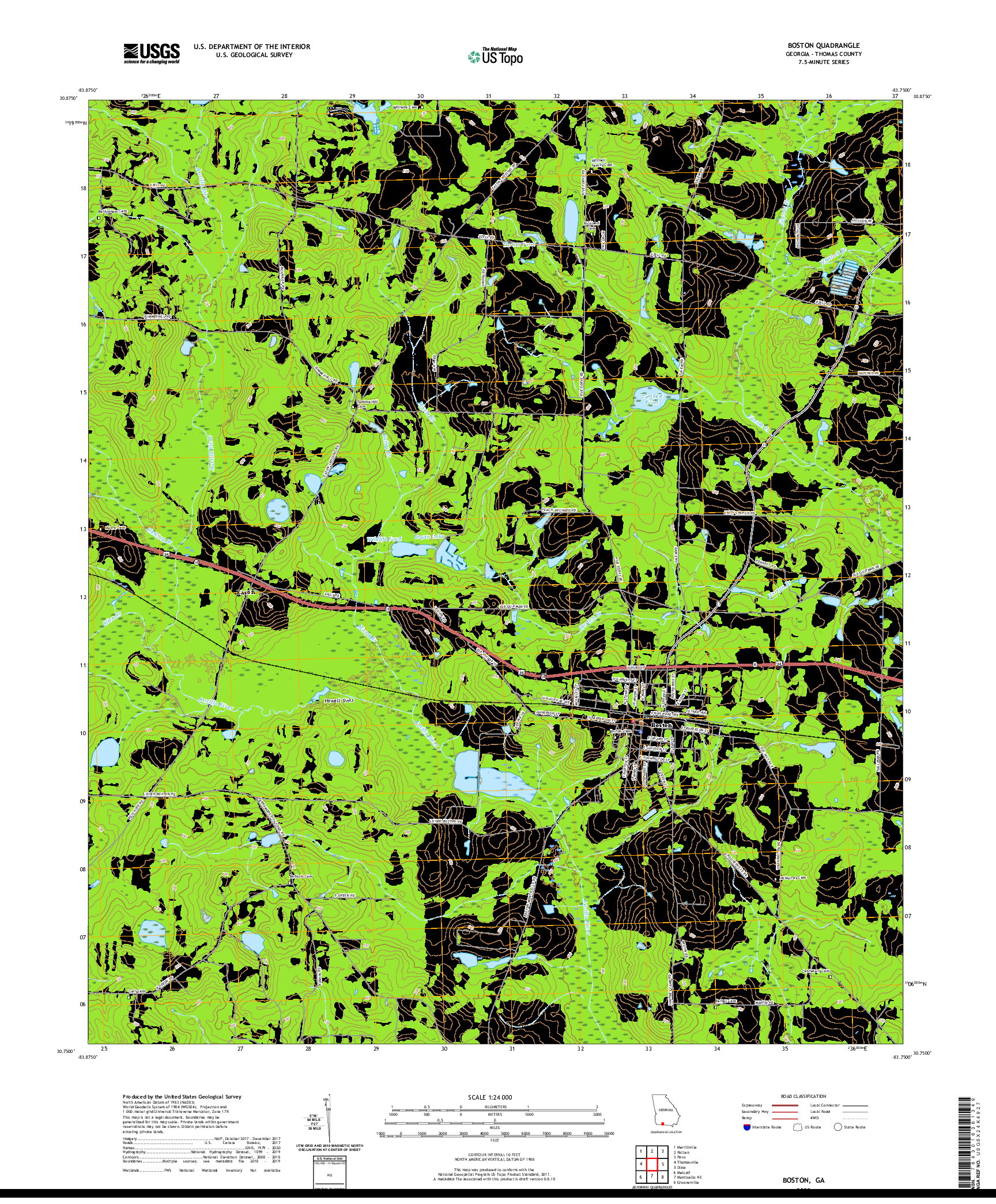 USGS US TOPO 7.5-MINUTE MAP FOR BOSTON, GA 2020