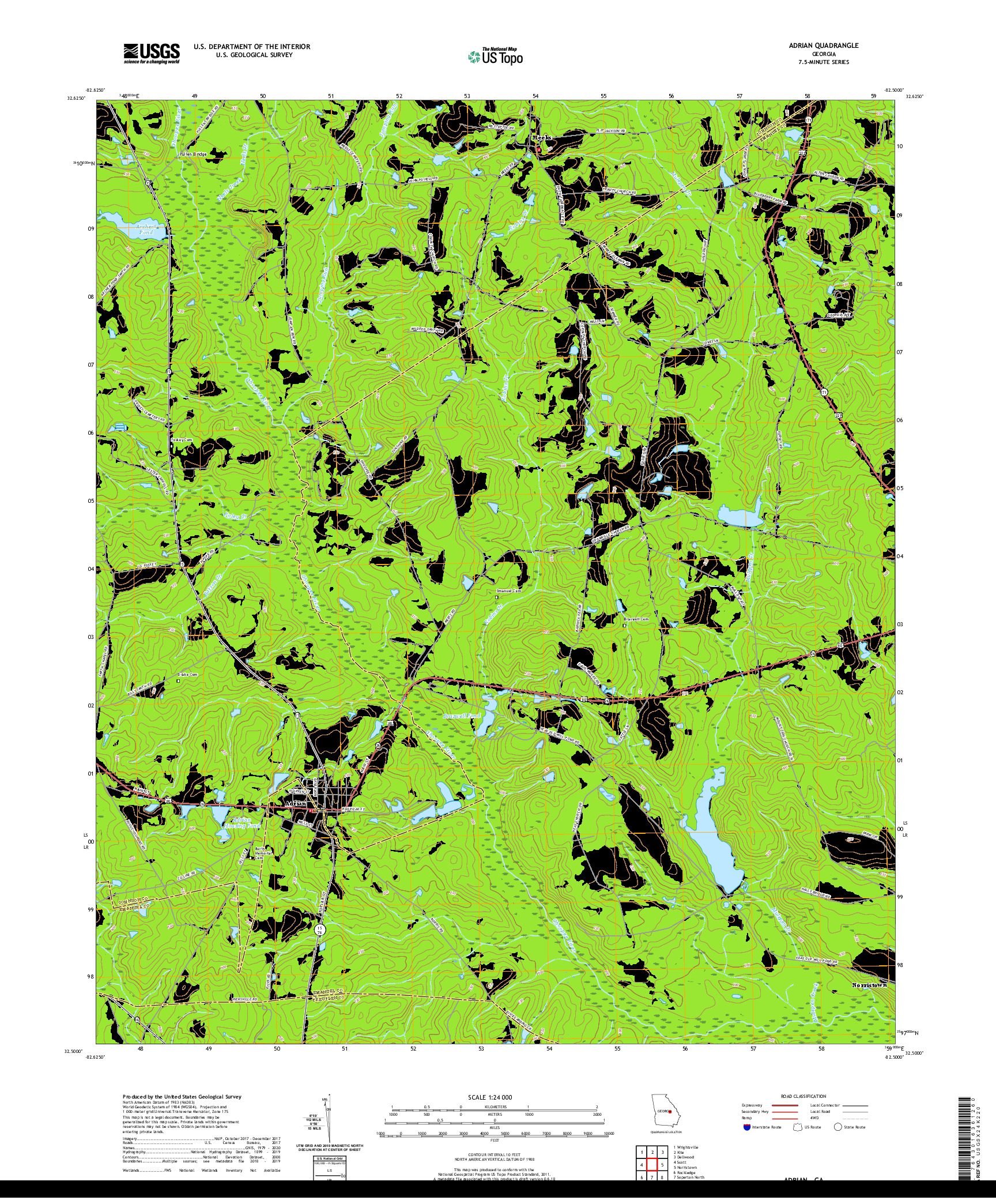 USGS US TOPO 7.5-MINUTE MAP FOR ADRIAN, GA 2020
