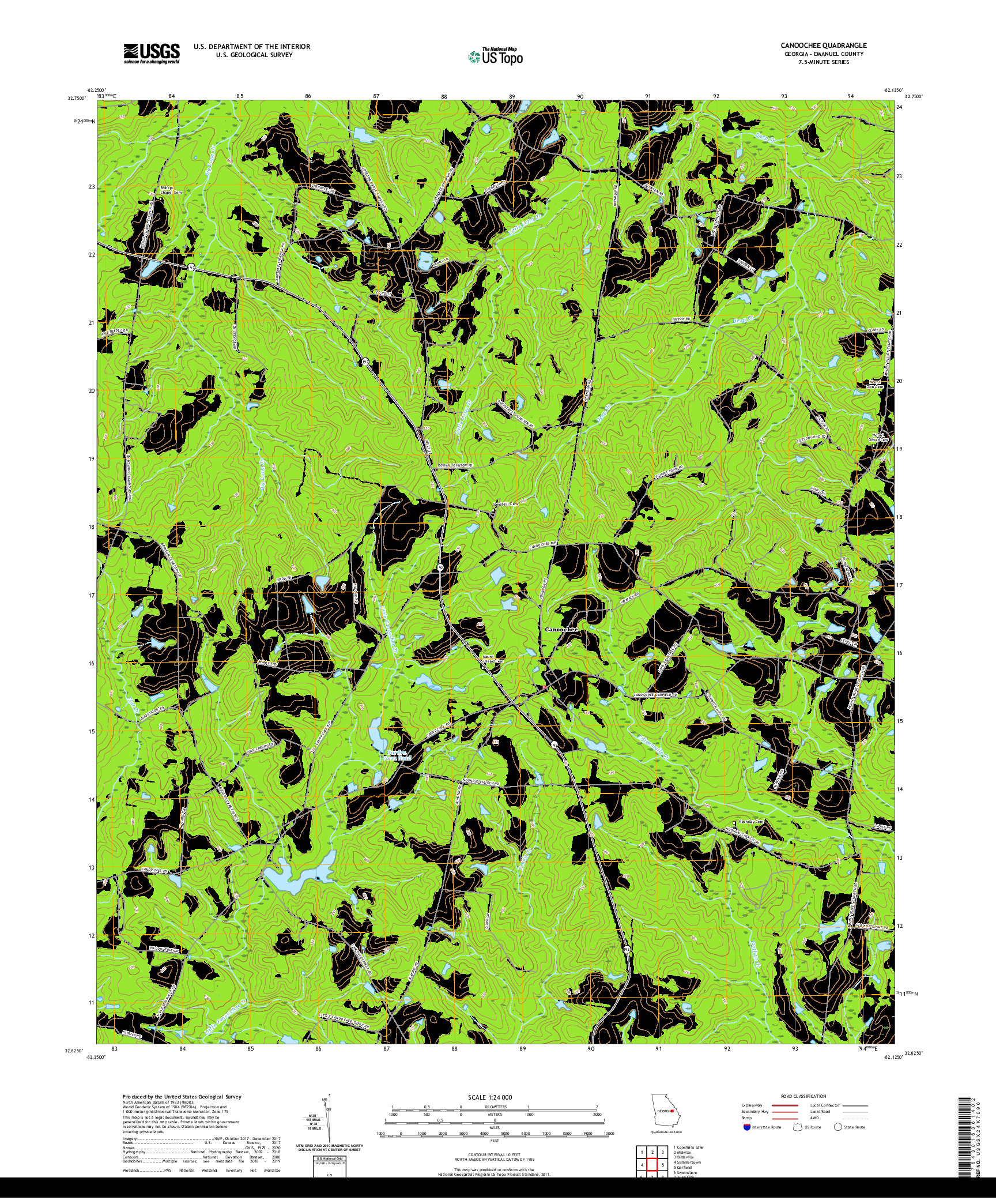 USGS US TOPO 7.5-MINUTE MAP FOR CANOOCHEE, GA 2020