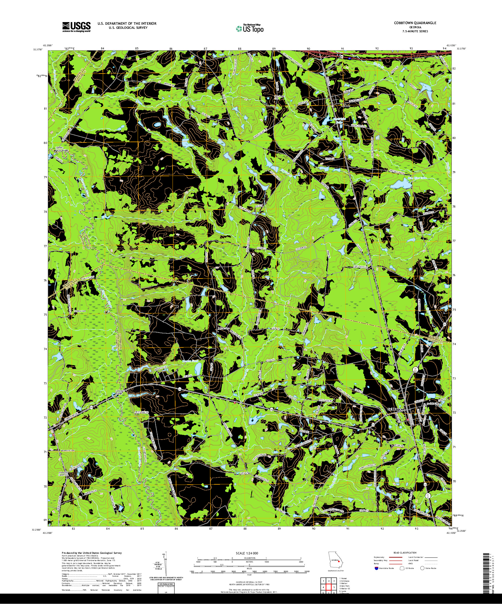 USGS US TOPO 7.5-MINUTE MAP FOR COBBTOWN, GA 2020