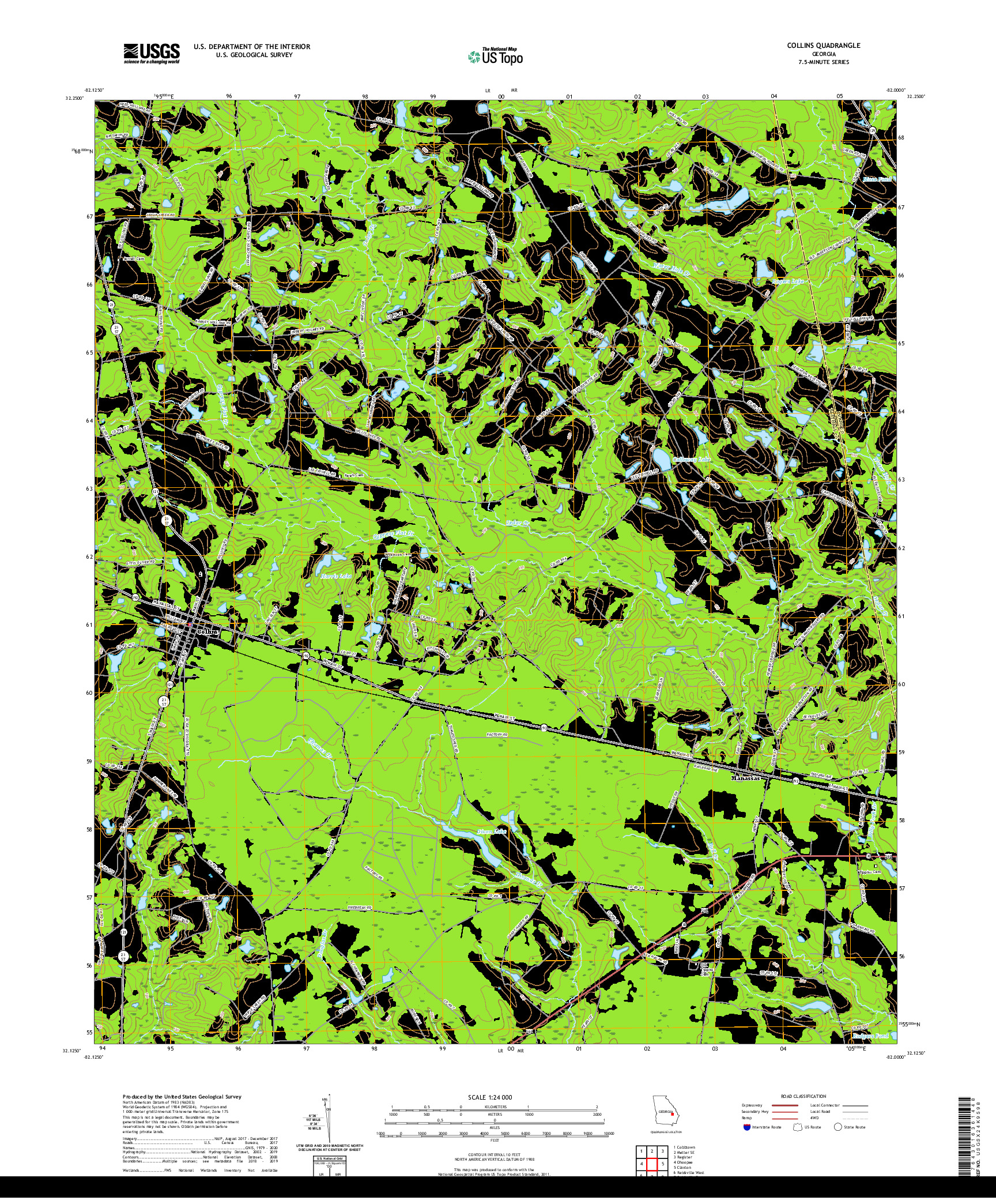 USGS US TOPO 7.5-MINUTE MAP FOR COLLINS, GA 2020