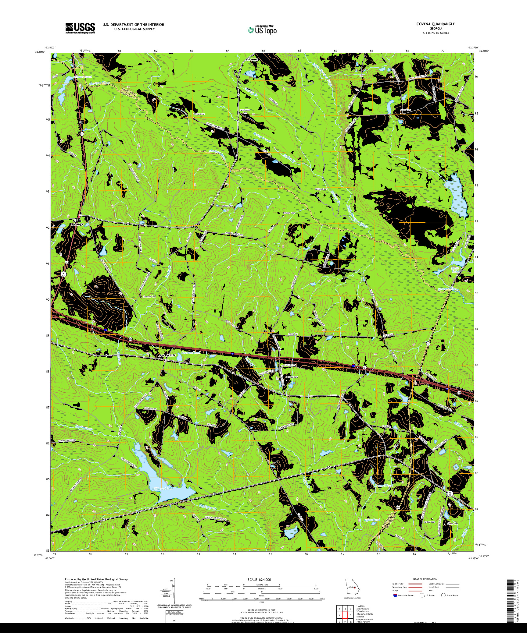 USGS US TOPO 7.5-MINUTE MAP FOR COVENA, GA 2020