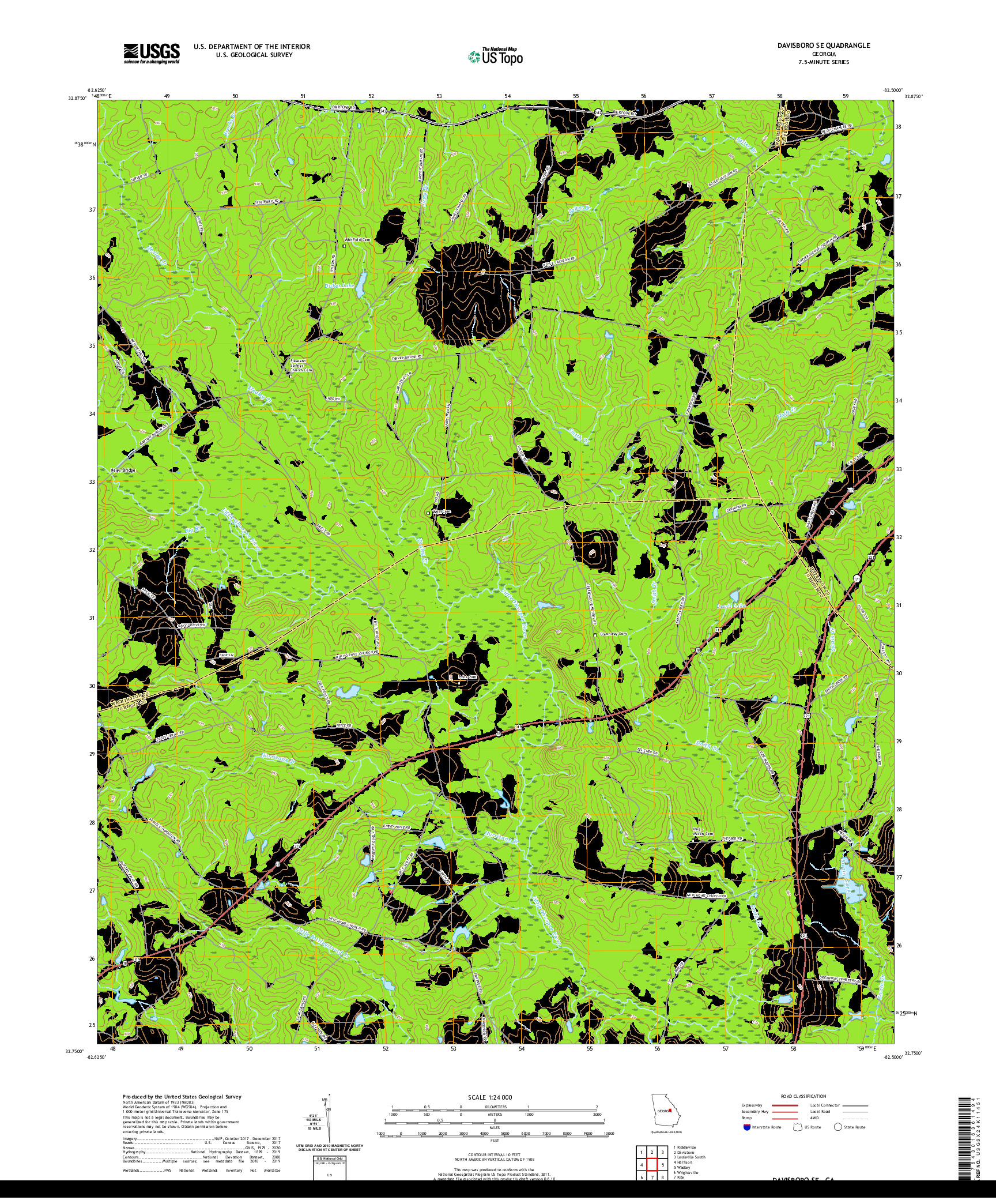 USGS US TOPO 7.5-MINUTE MAP FOR DAVISBORO SE, GA 2020