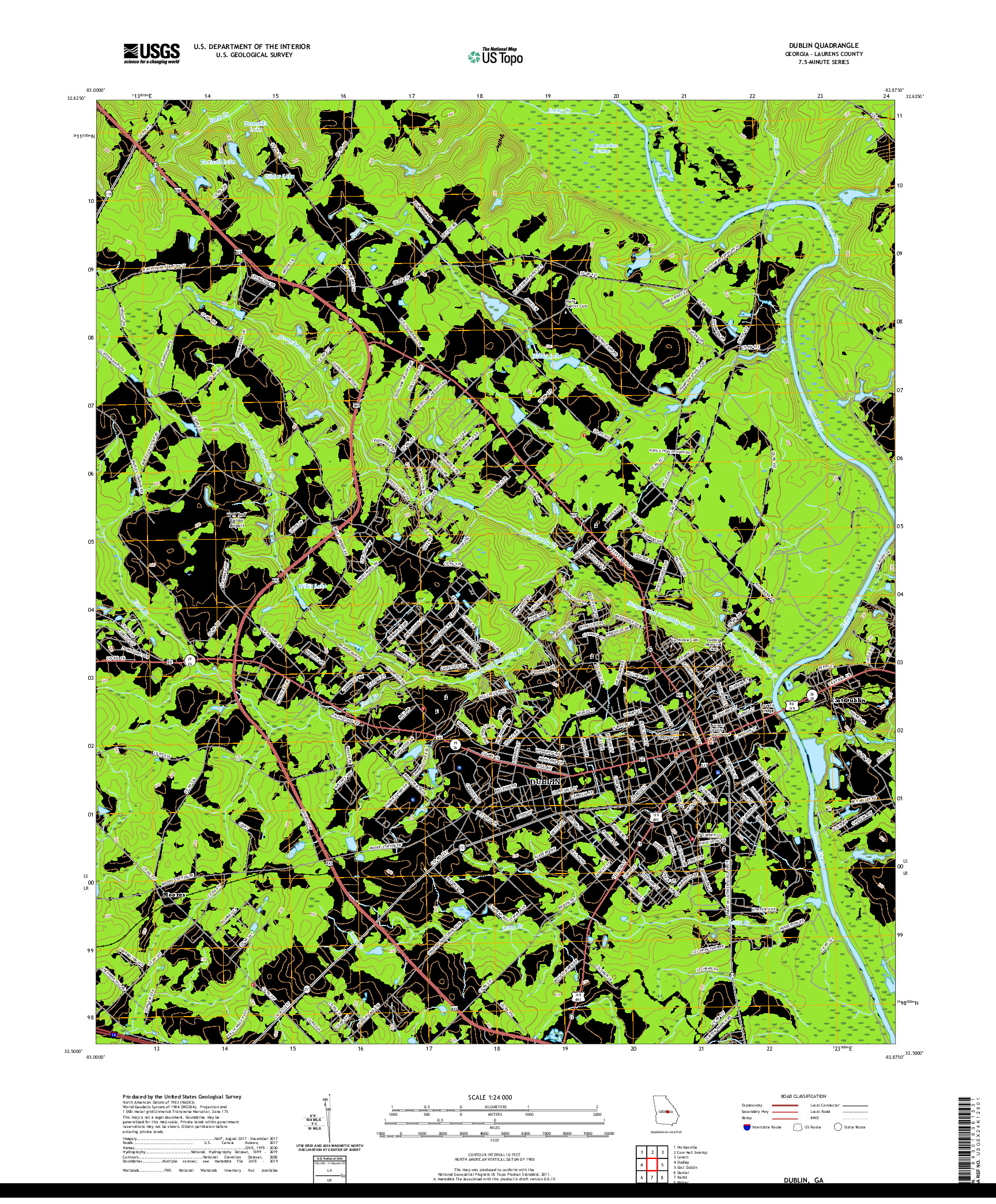 USGS US TOPO 7.5-MINUTE MAP FOR DUBLIN, GA 2020