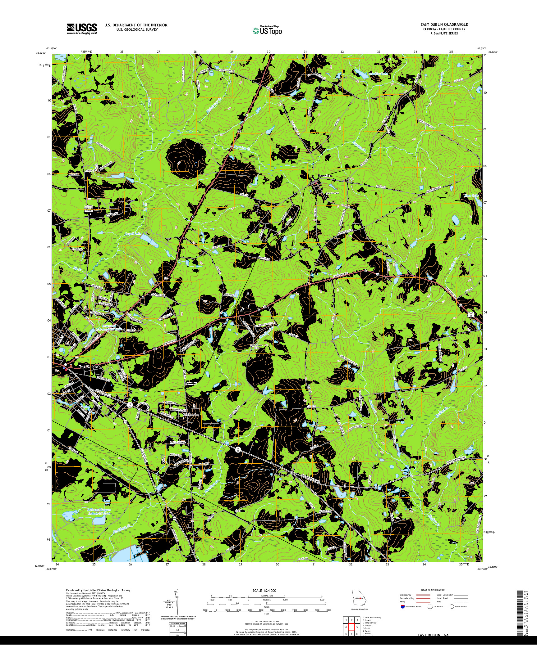 USGS US TOPO 7.5-MINUTE MAP FOR EAST DUBLIN, GA 2020