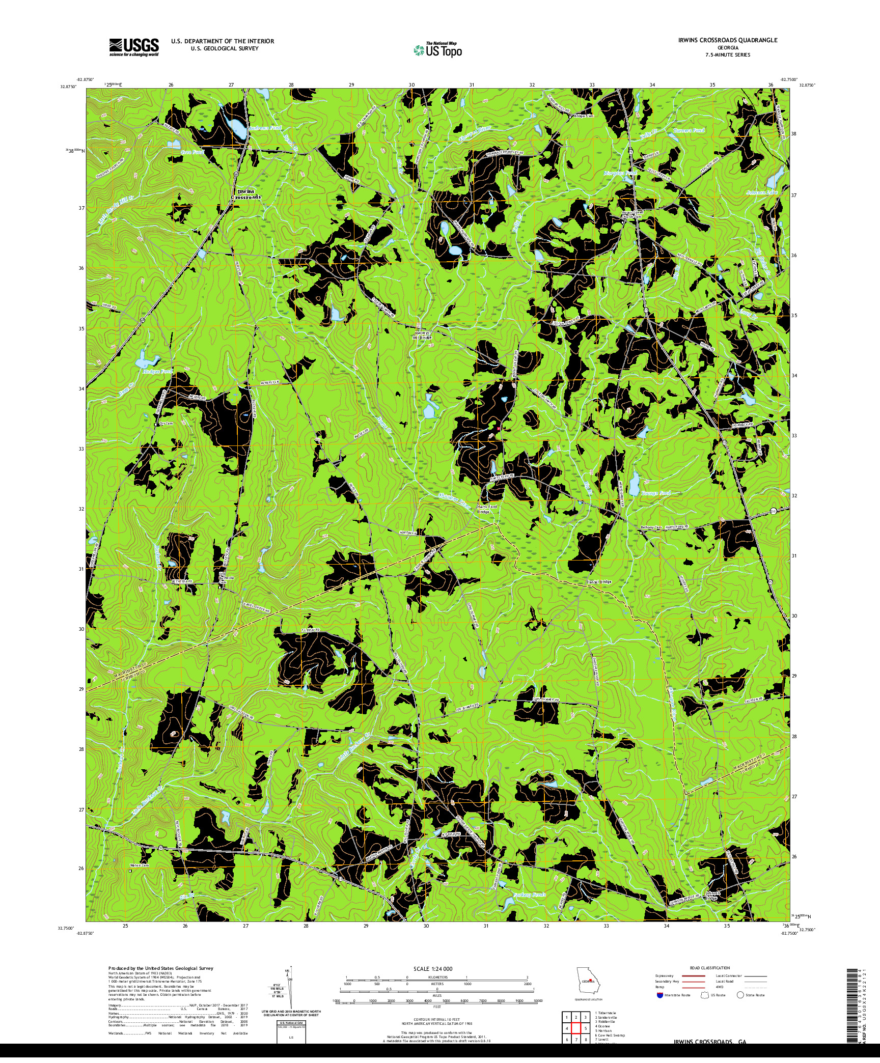 USGS US TOPO 7.5-MINUTE MAP FOR IRWINS CROSSROADS, GA 2020