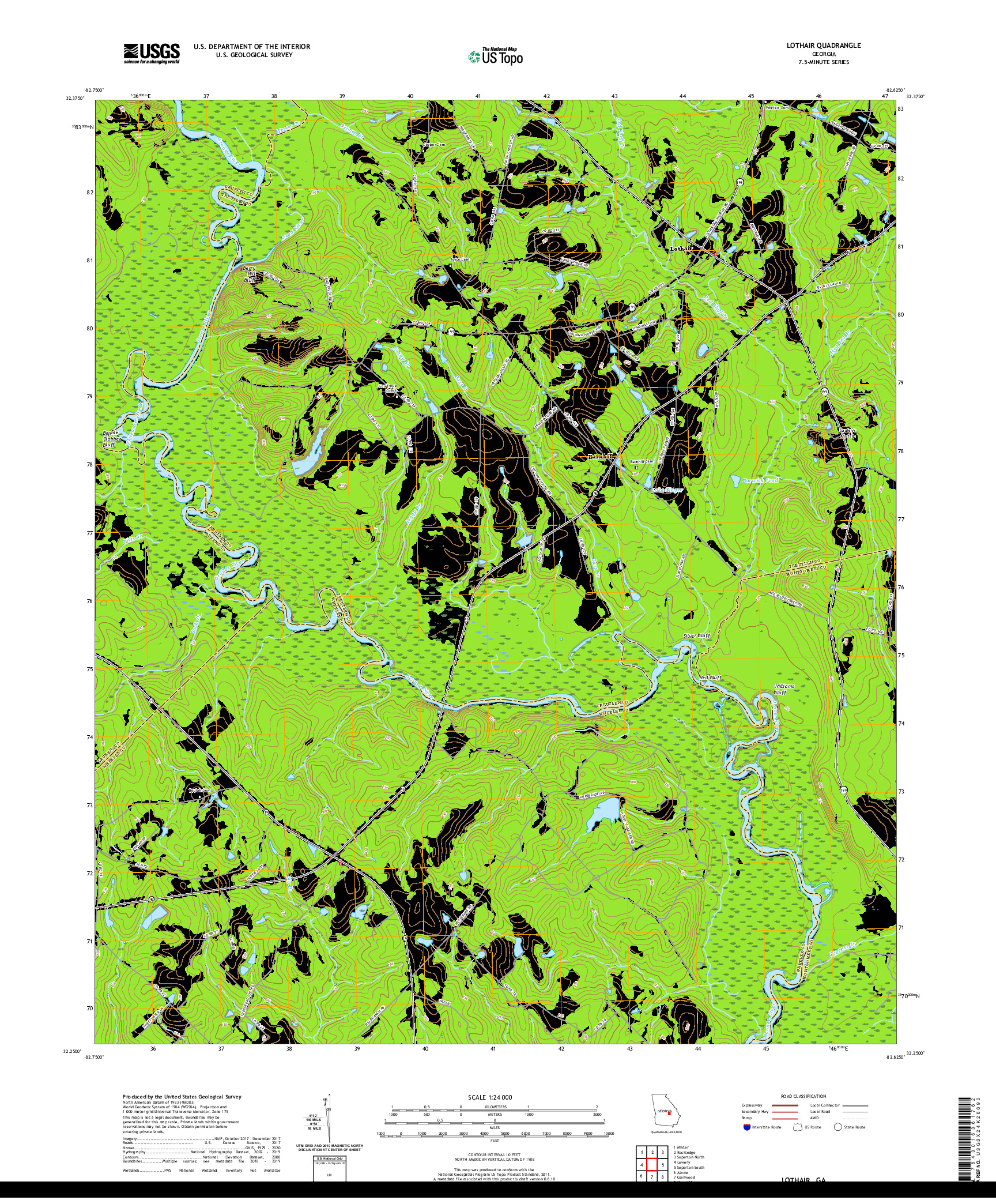 USGS US TOPO 7.5-MINUTE MAP FOR LOTHAIR, GA 2020