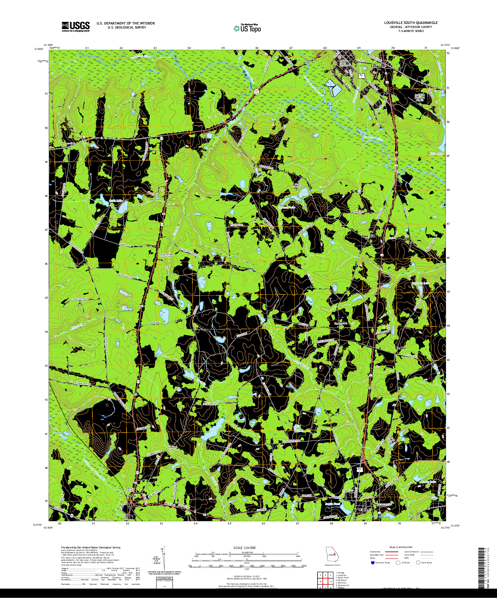 USGS US TOPO 7.5-MINUTE MAP FOR LOUISVILLE SOUTH, GA 2020