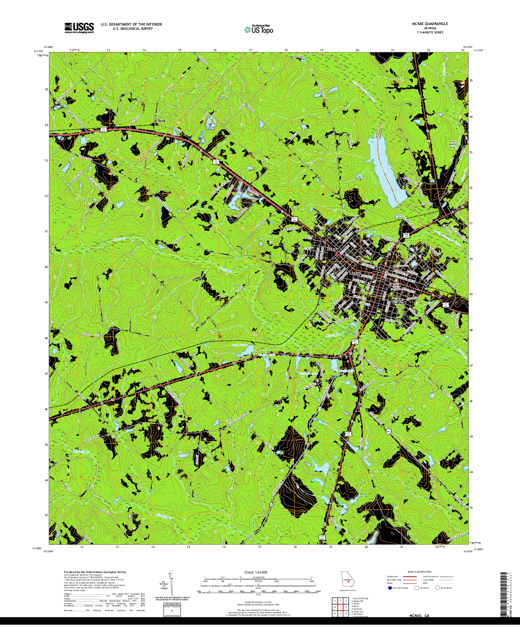 USGS US TOPO 7.5-MINUTE MAP FOR MCRAE, GA 2020