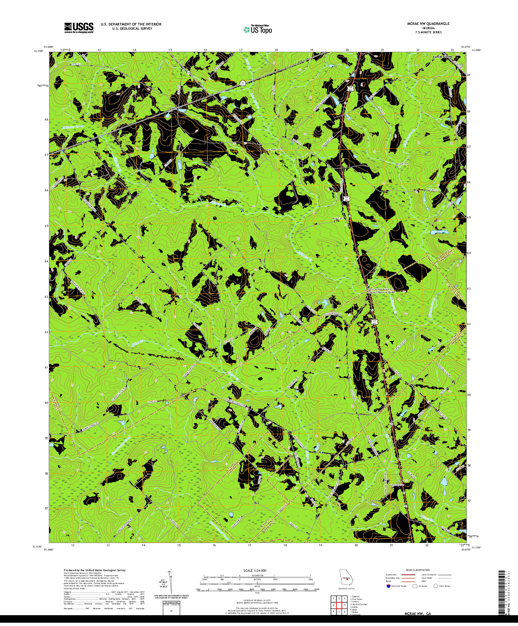 USGS US TOPO 7.5-MINUTE MAP FOR MCRAE NW, GA 2020