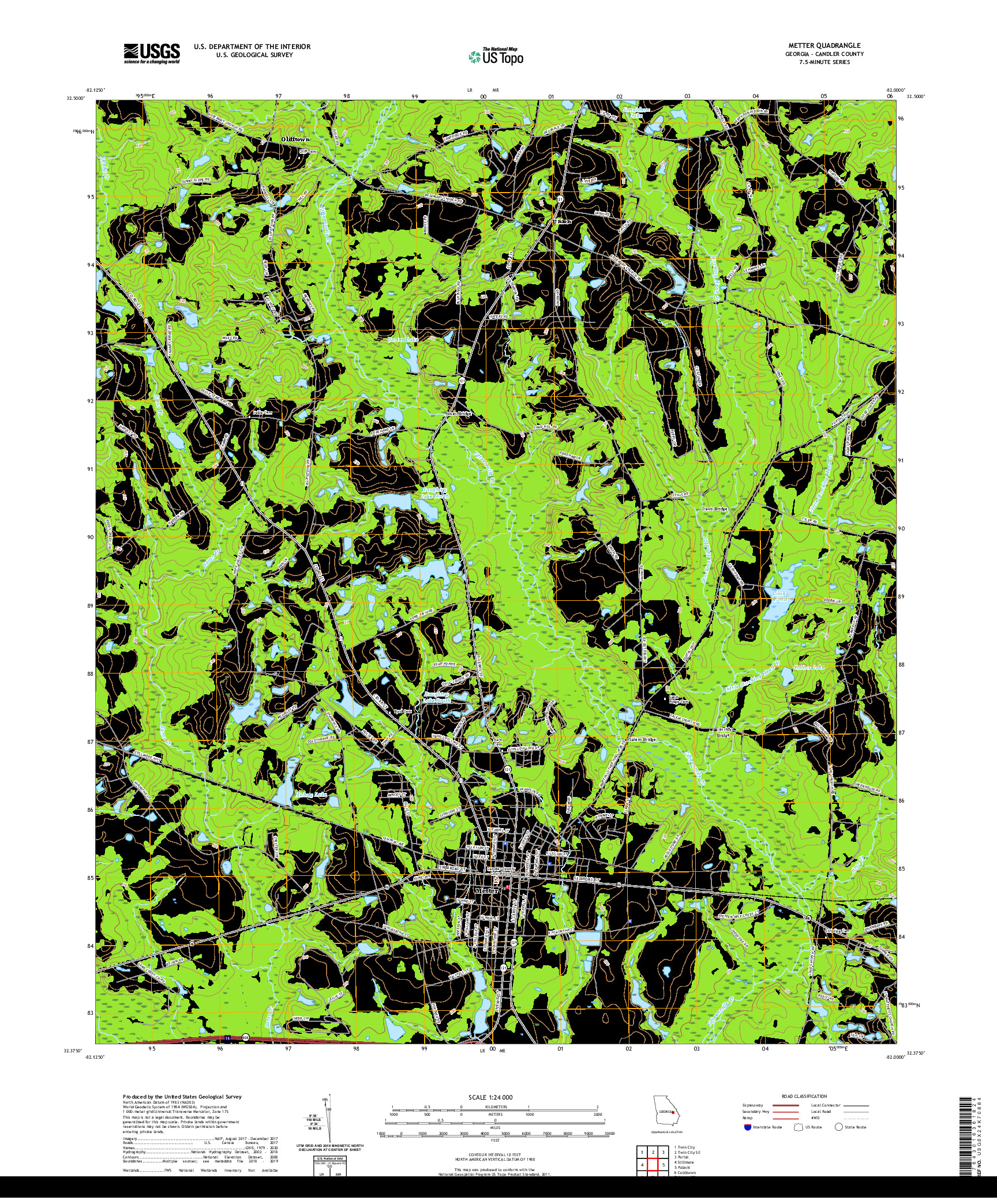 USGS US TOPO 7.5-MINUTE MAP FOR METTER, GA 2020