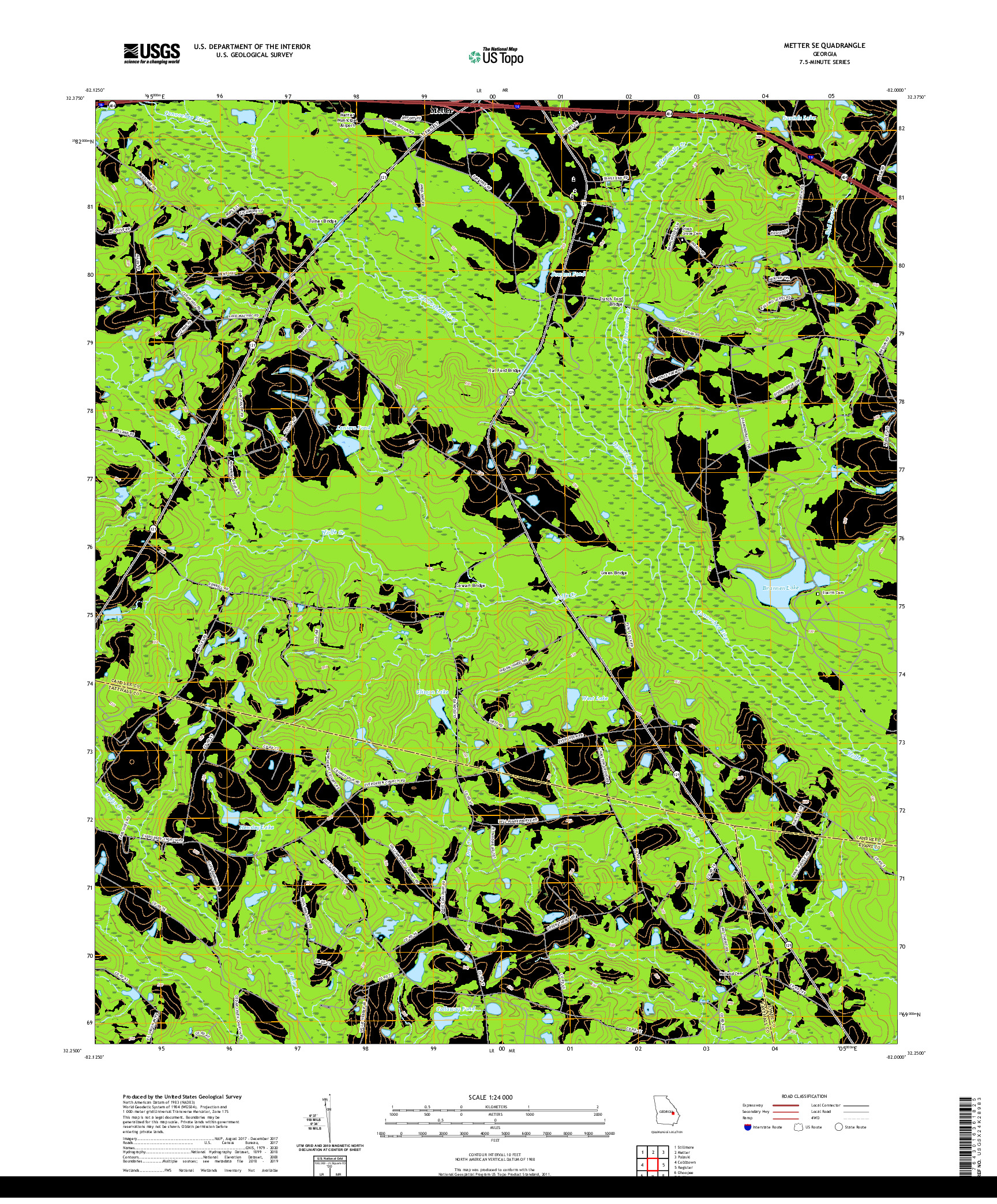 USGS US TOPO 7.5-MINUTE MAP FOR METTER SE, GA 2020