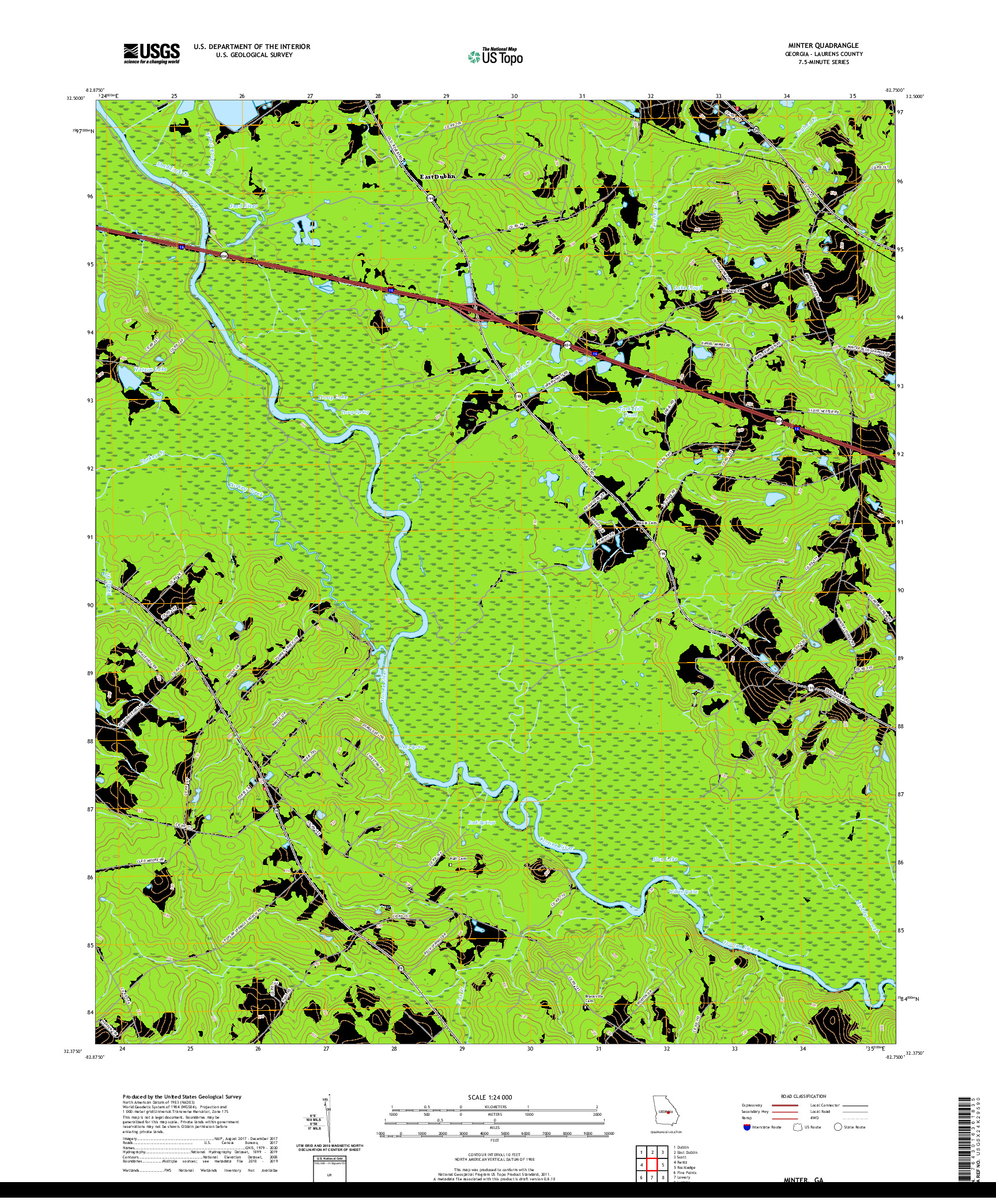 USGS US TOPO 7.5-MINUTE MAP FOR MINTER, GA 2020