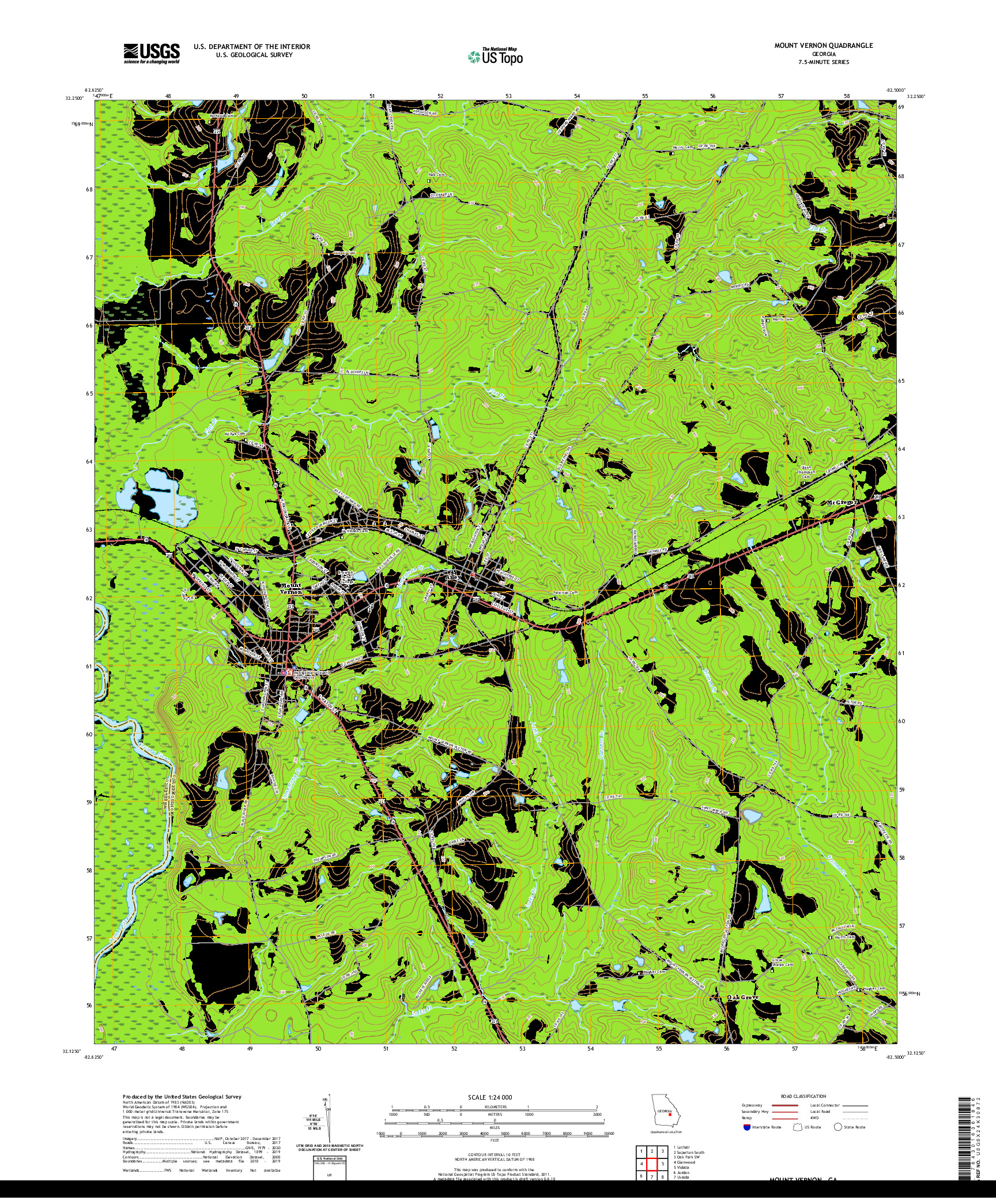 USGS US TOPO 7.5-MINUTE MAP FOR MOUNT VERNON, GA 2020