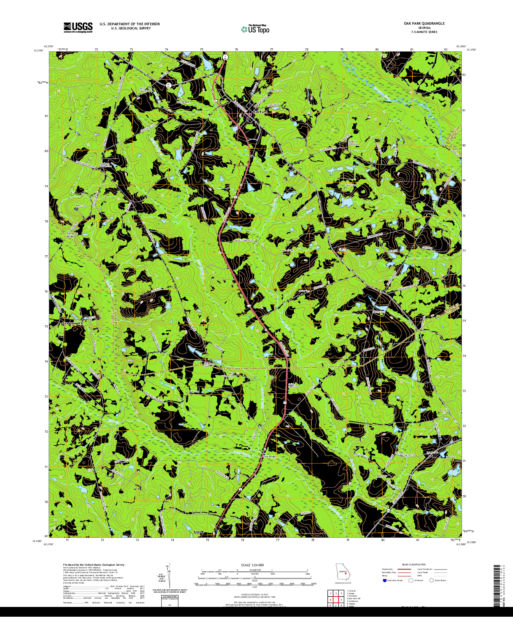 USGS US TOPO 7.5-MINUTE MAP FOR OAK PARK, GA 2020