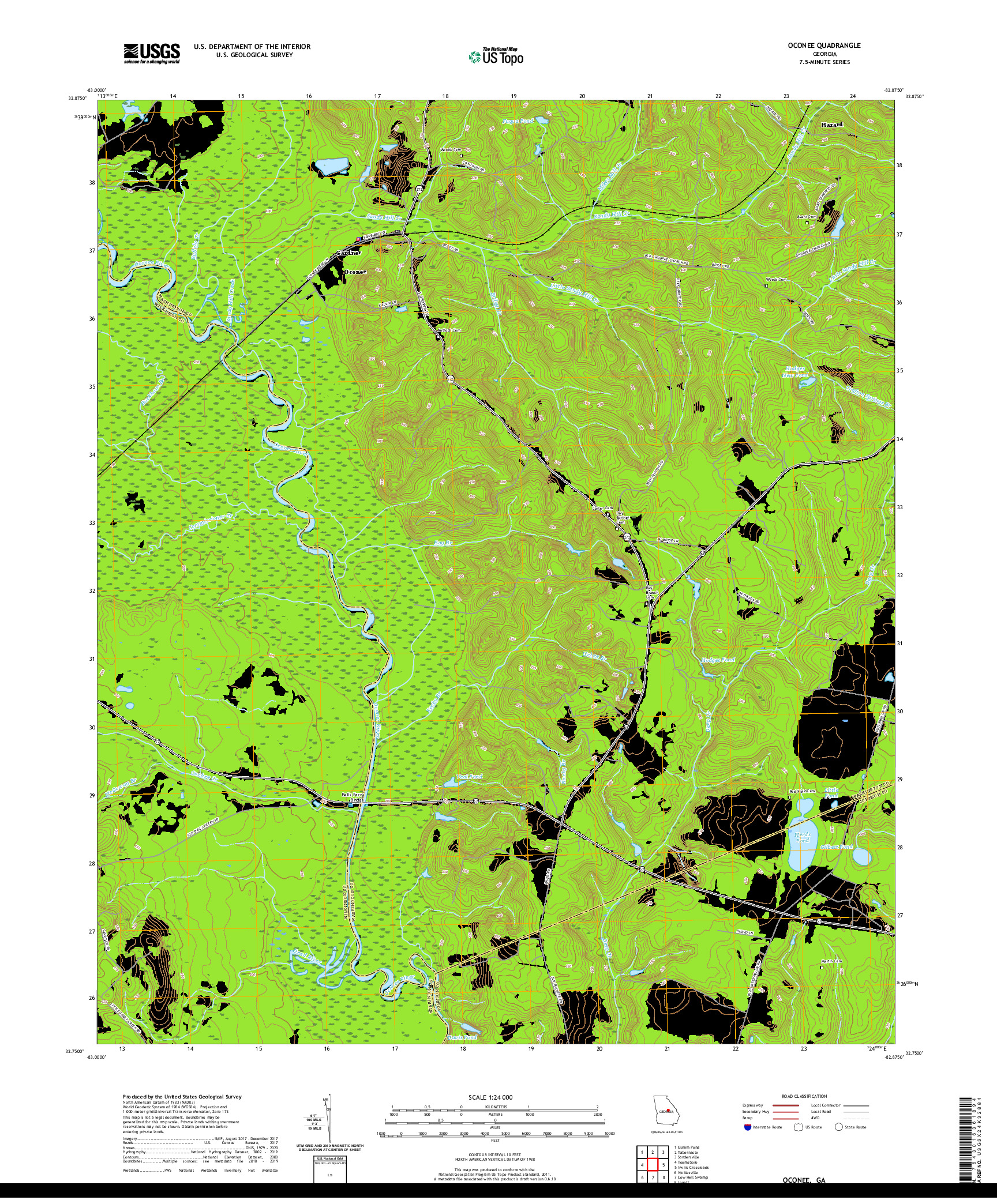 USGS US TOPO 7.5-MINUTE MAP FOR OCONEE, GA 2020